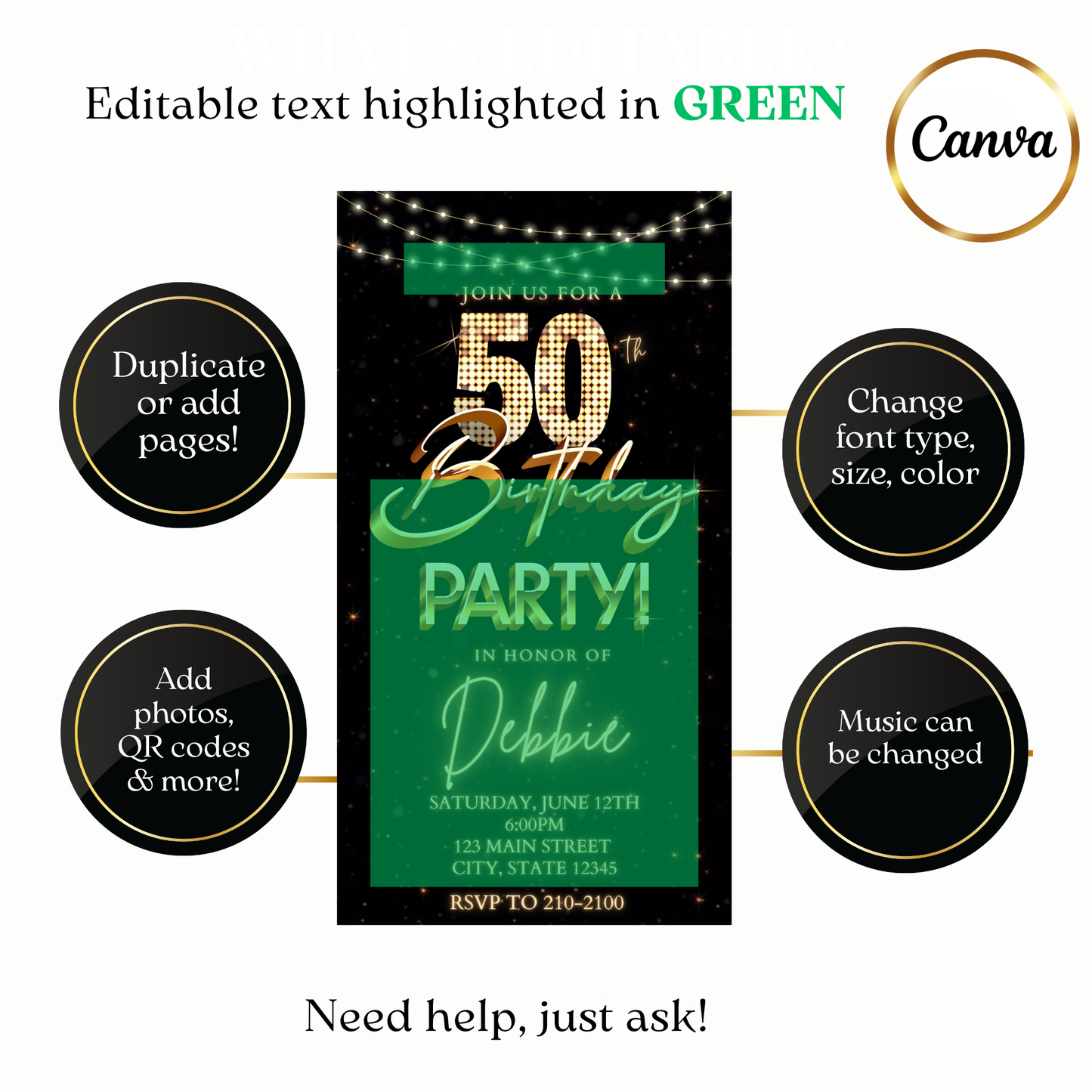 Animated Golden Glam Digital Video Invitation Evite