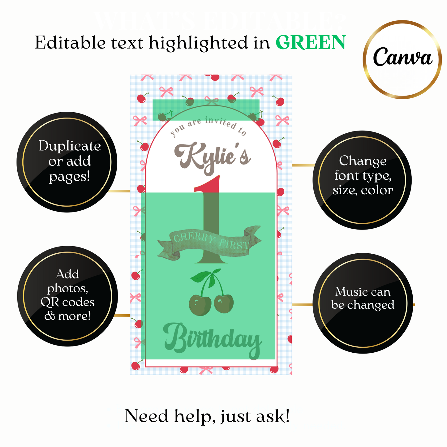 Cherry party video invite template shared on social media feed