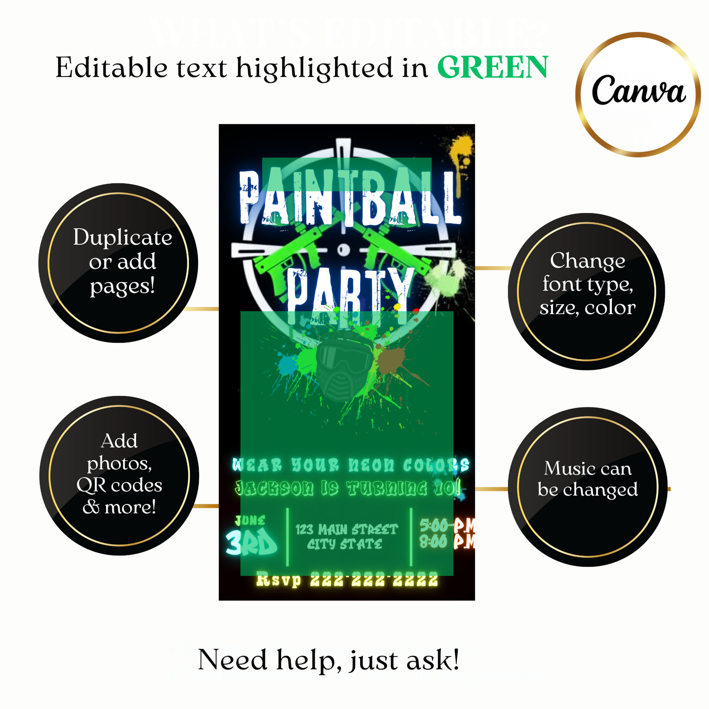 Animated Neon Paintball Party Video Invitation Evite