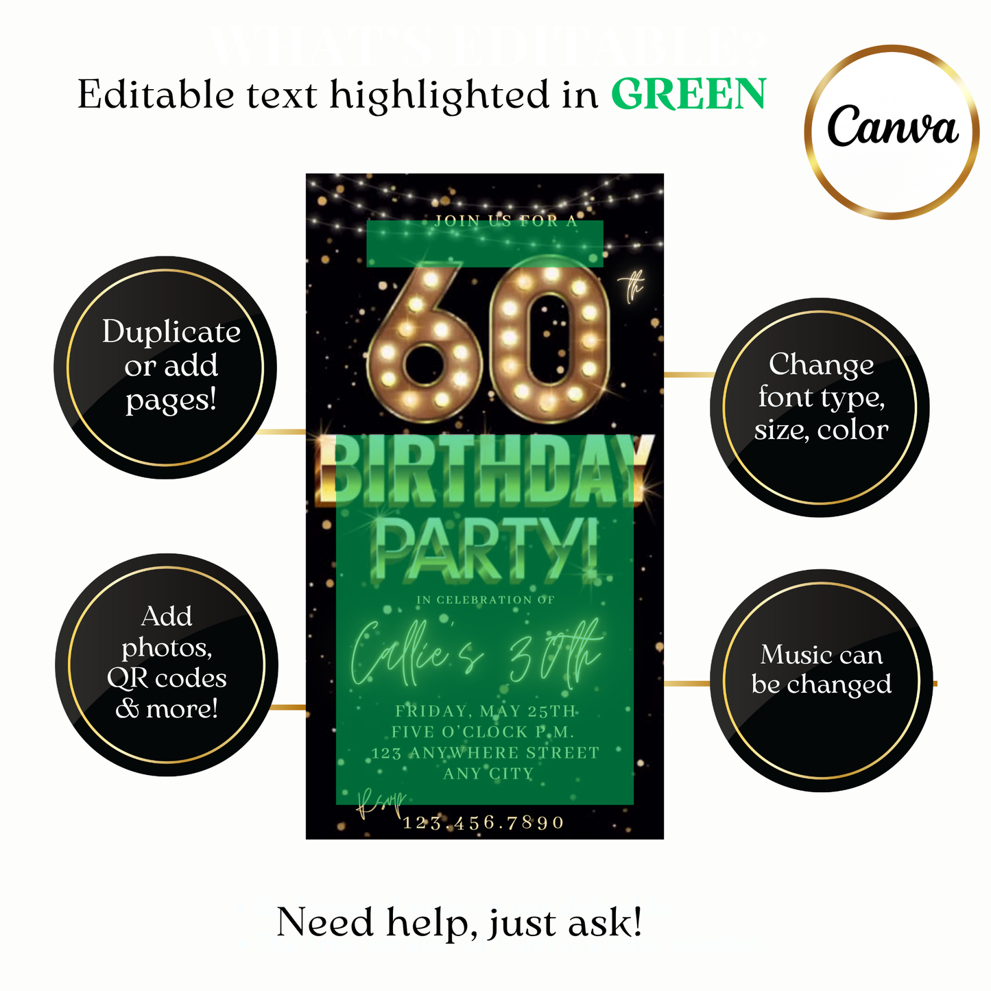 Animated Classic Gold Party Video Invitation Evite