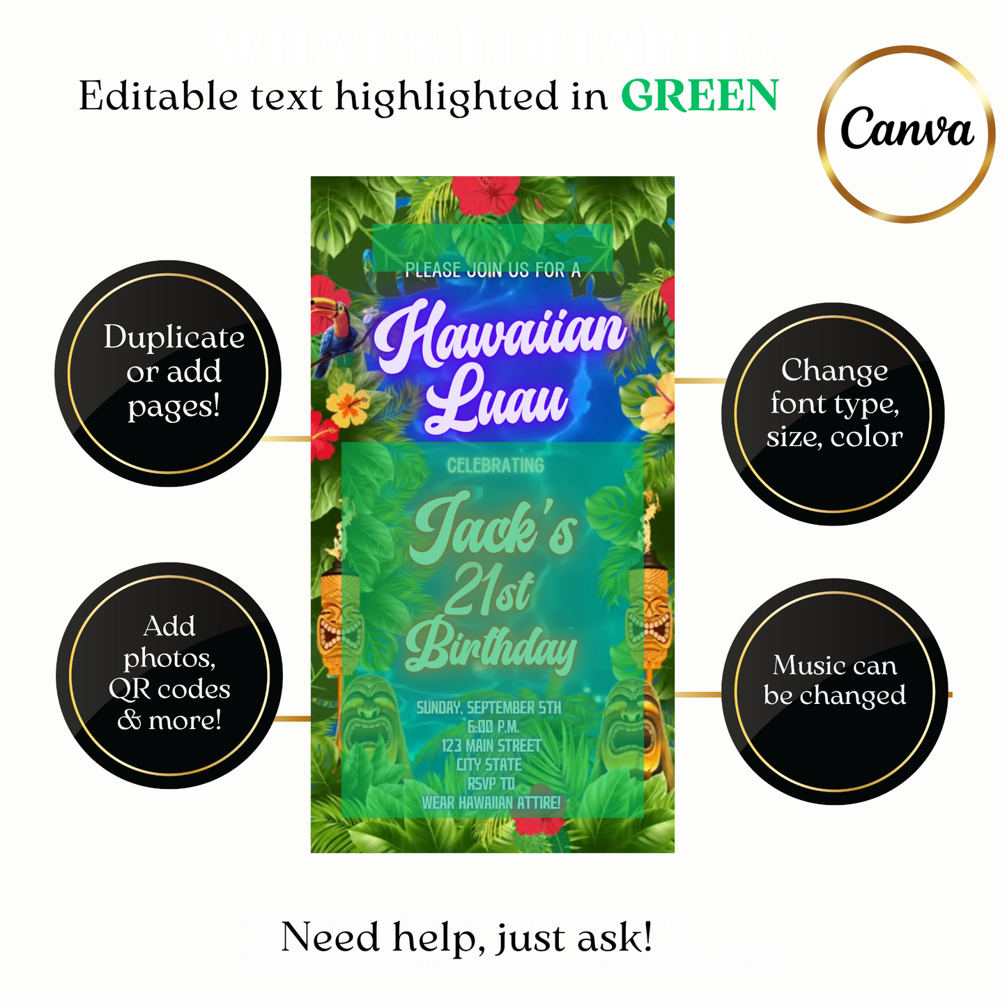 Animated Ocean Blue Hawaiian Luau Video Invitation Evite