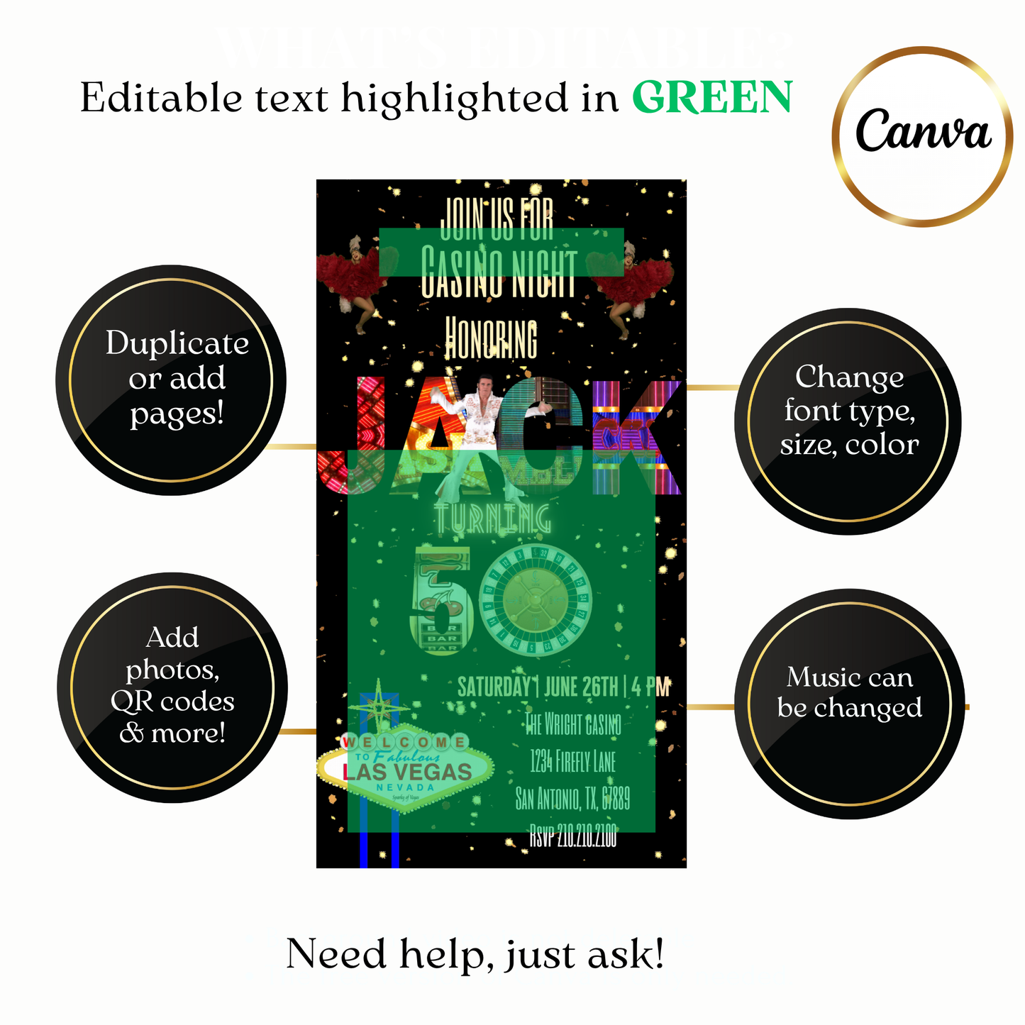 Animated Las Vegas Casino Night Video Invitation Evite (cards, casino, chips)