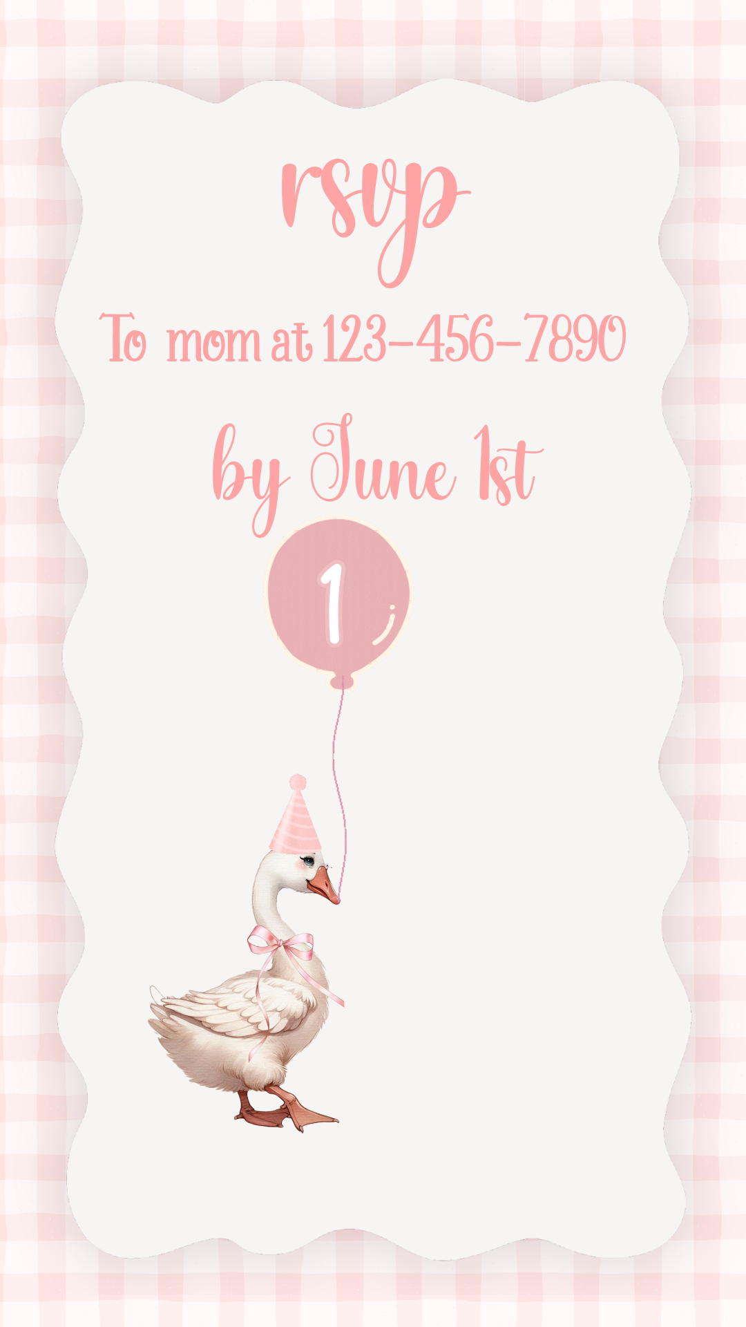 Flat lay with pink confetti, drinks, and phone showing invite