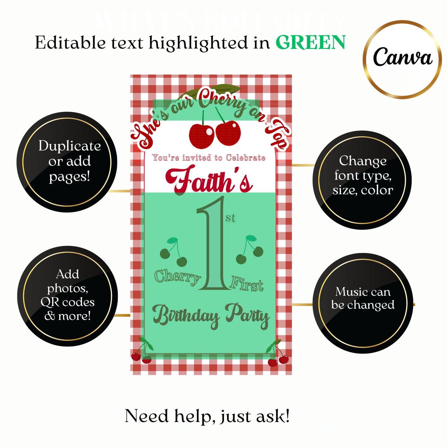 Vertical cherry video invitation with cheerful design