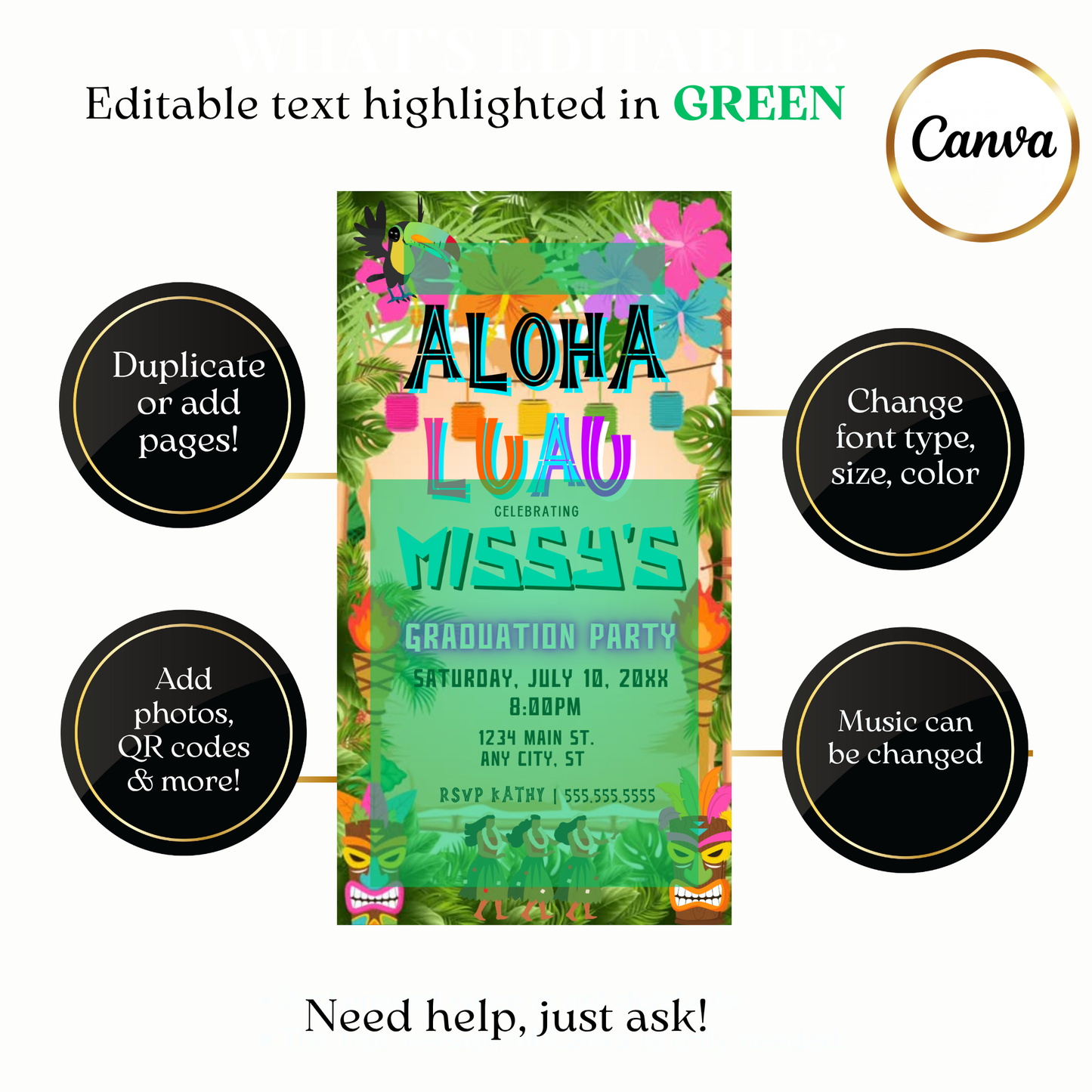 Tropical Celebration Template MP4 Invite