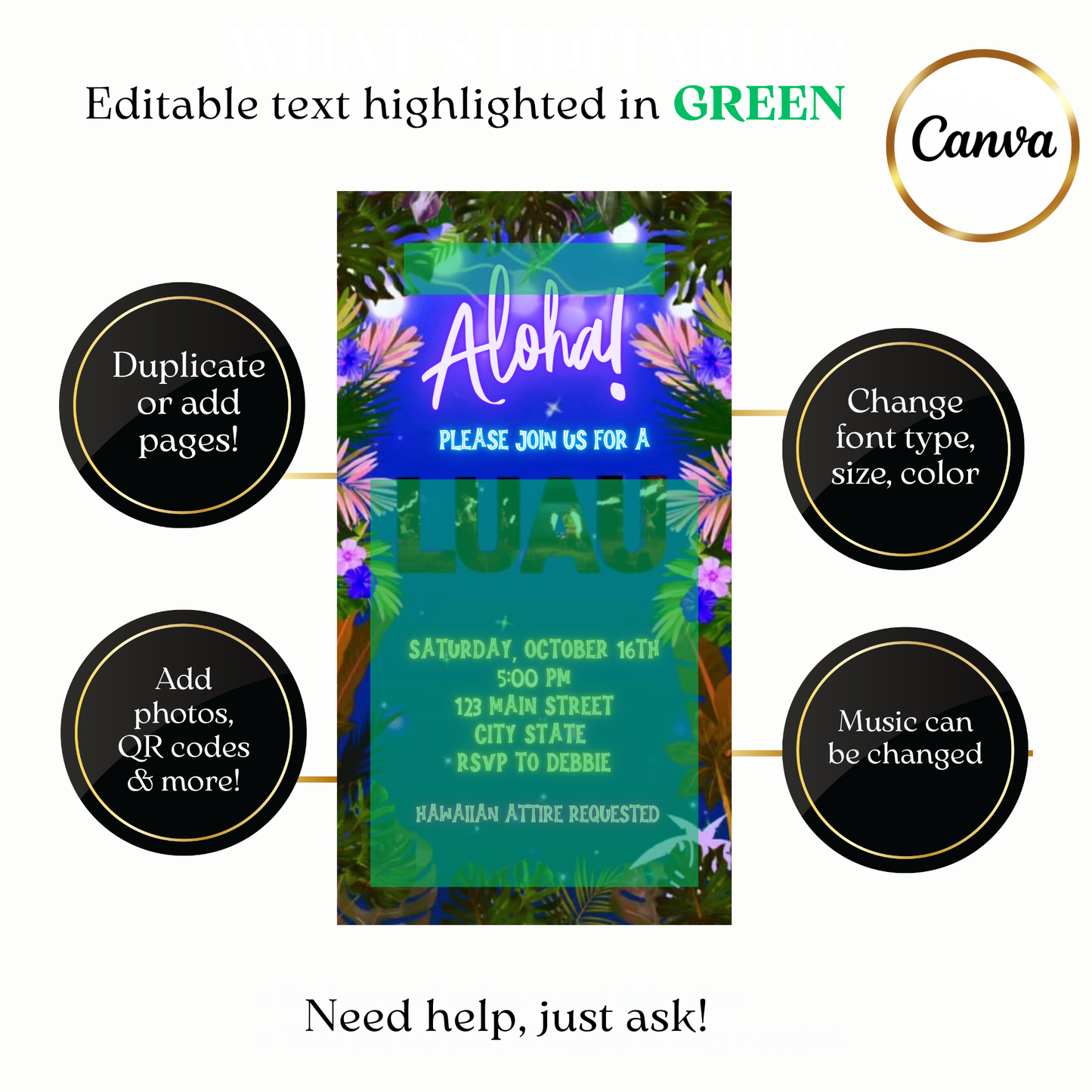 Animated Aloha Hawaiian Luau Video Invitation Evite