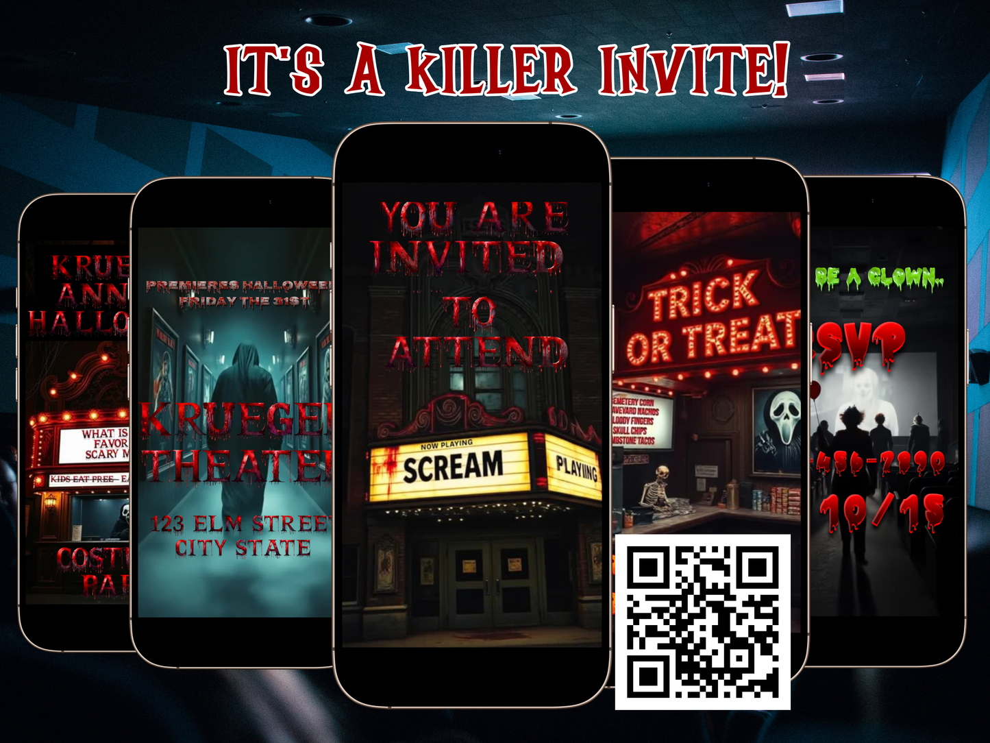 Scary Movie Video Invitation | Personalized Scream Movie Ghost face Animated Evite
