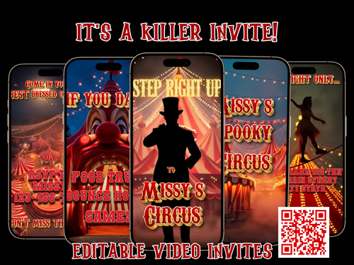 Spooky Circus Video Invitation | Personalized Scary Carnival Animated Evite