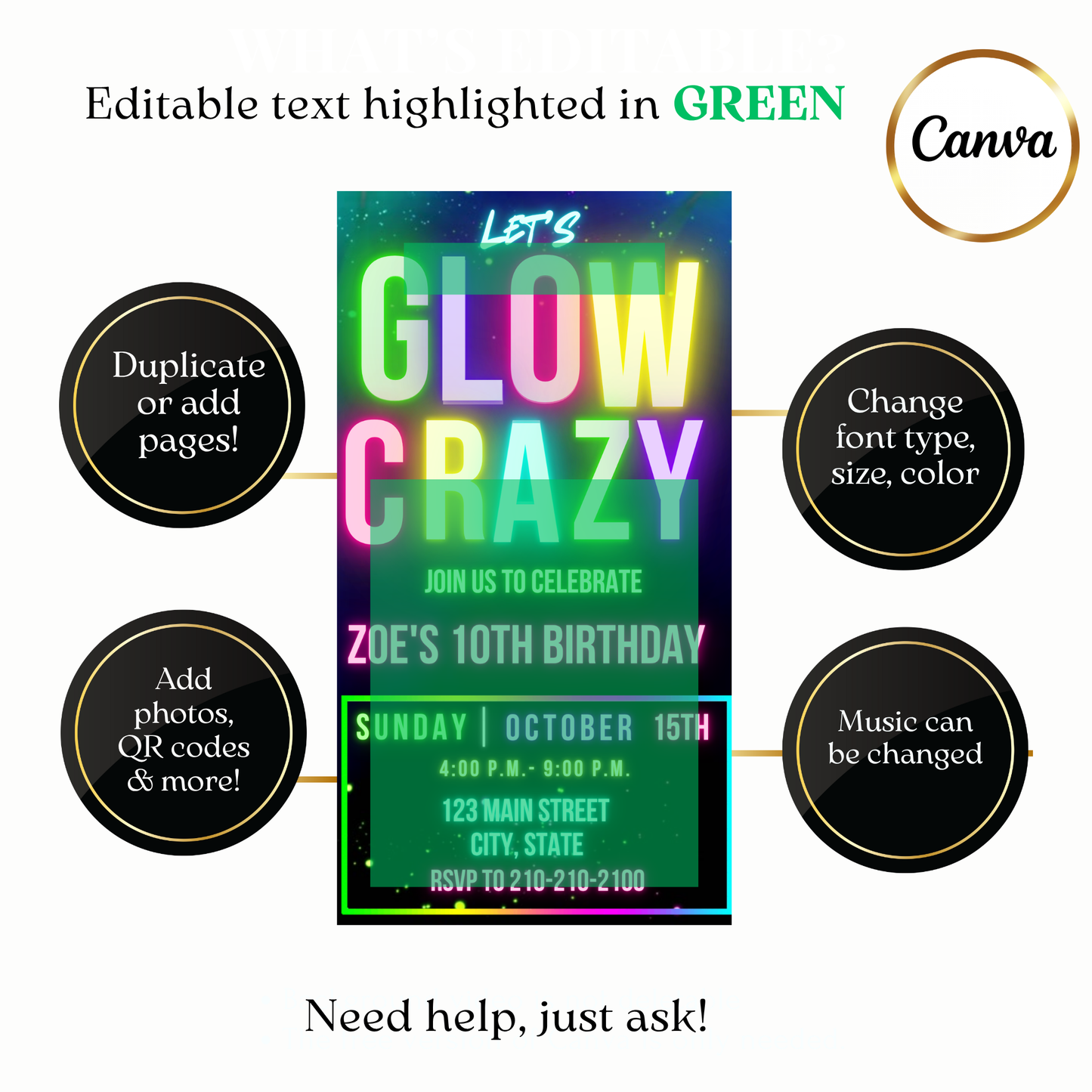 WhatsApp chat preview sending Glow Crazy party video invitation