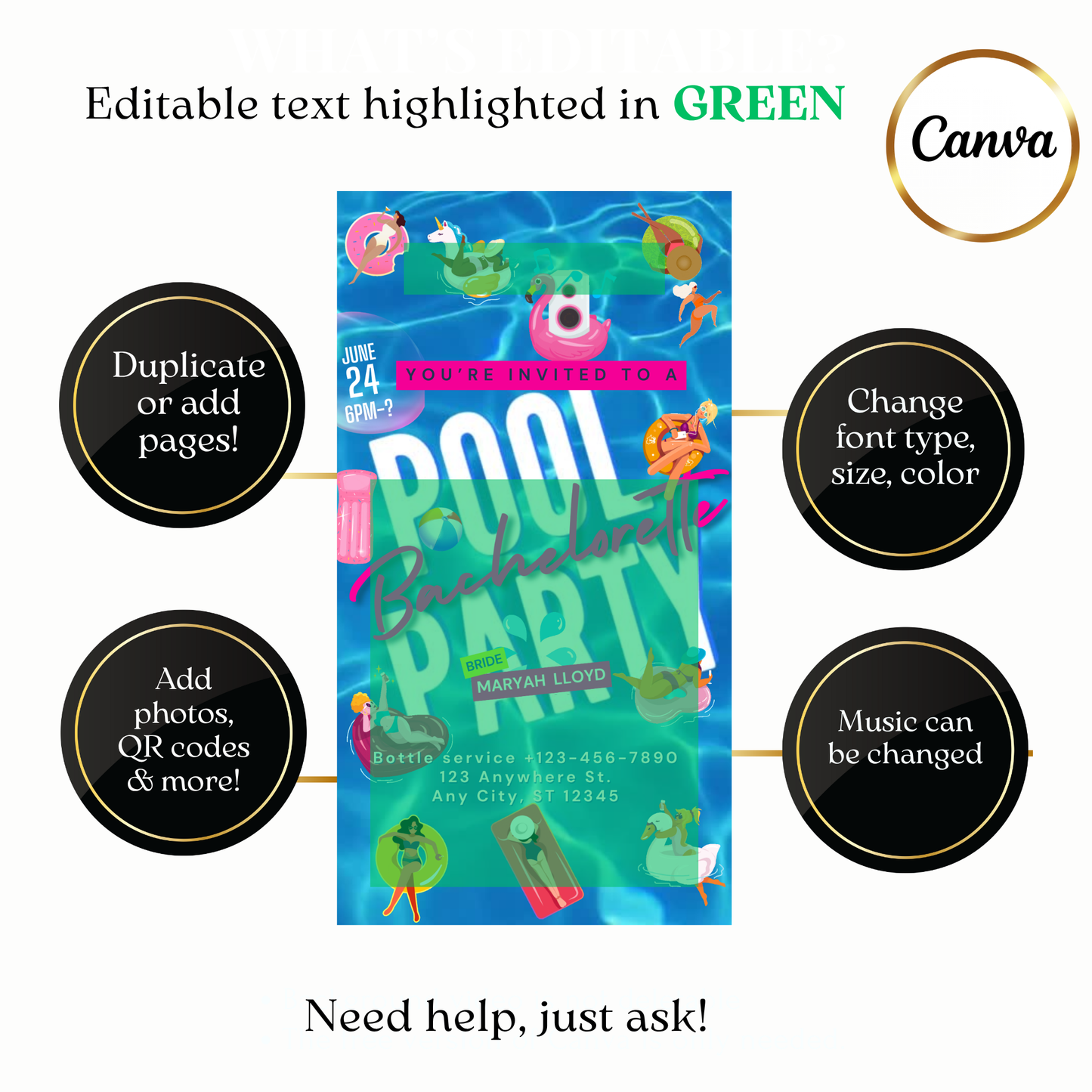 Animated Summer Pool Bash Digital Video Invitation Evite