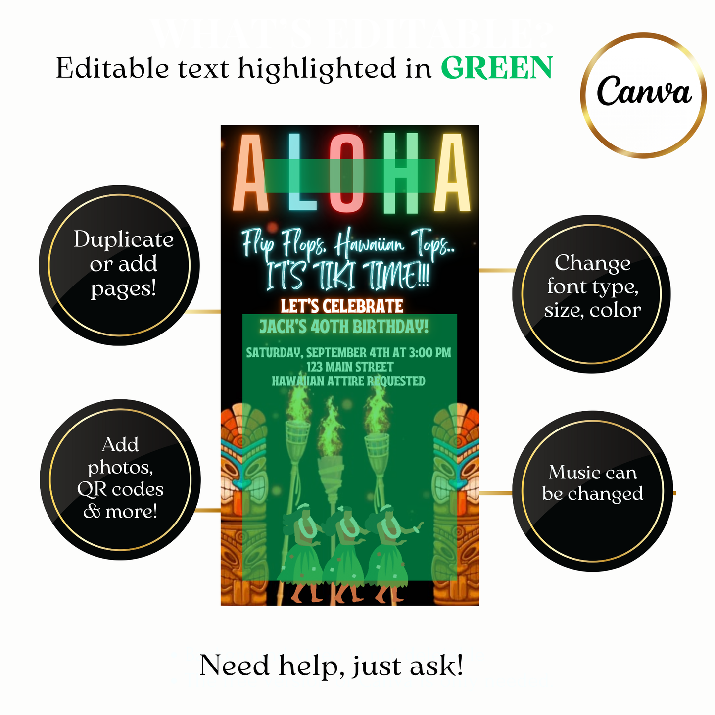 Animated Tropical Aloha Party Video Invitation Evite (beach, luau, ocean)