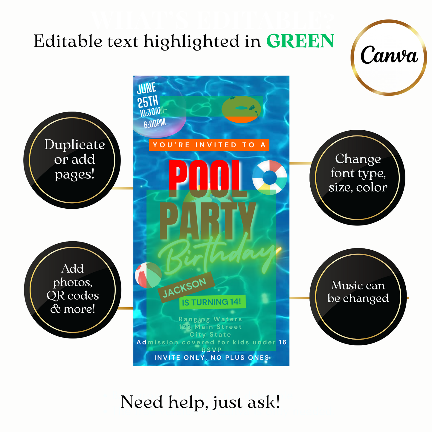 Animated Summer Pool Party Video Invitation Evite