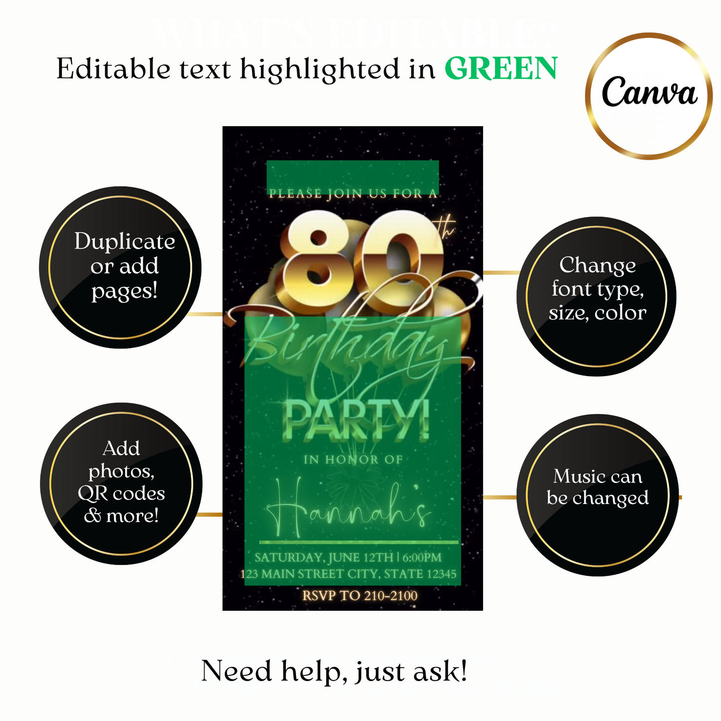 Animated Timeless Gold Party Video Invitation Evite