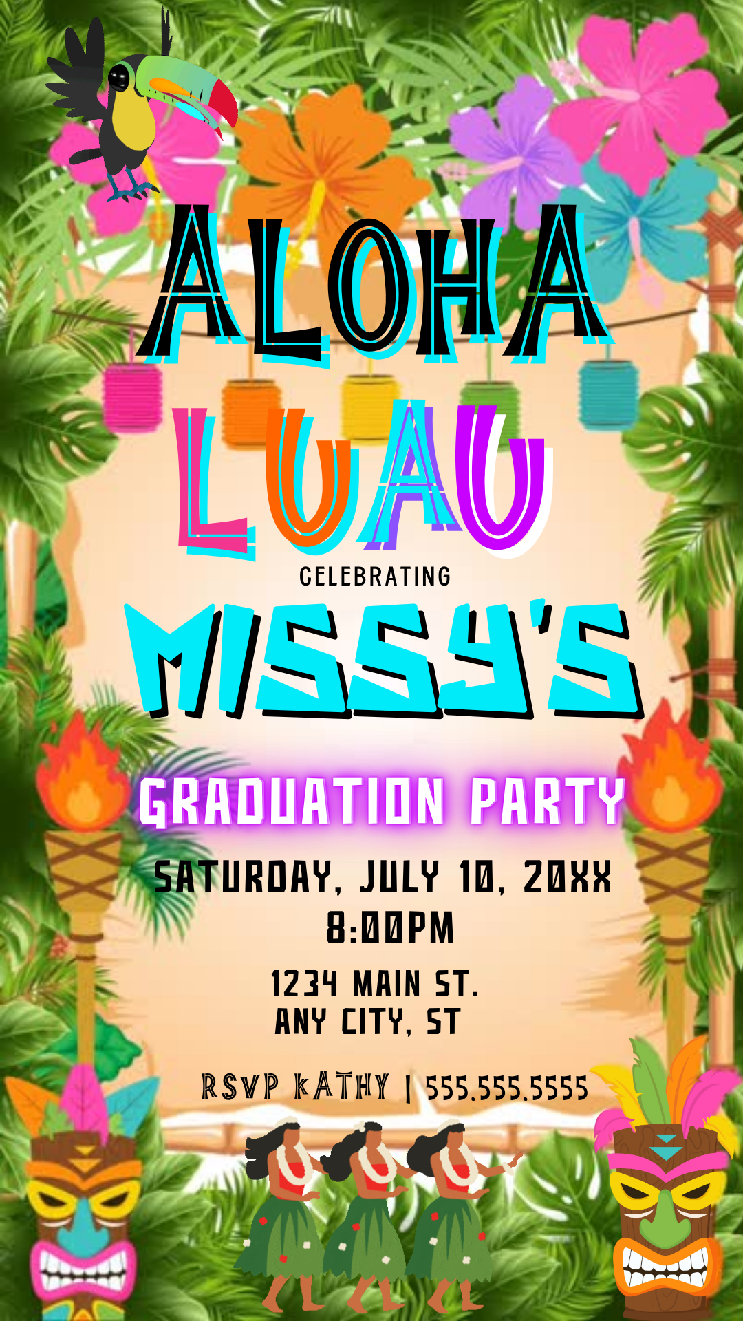 Tropical Celebration Template for Mobile Sharing