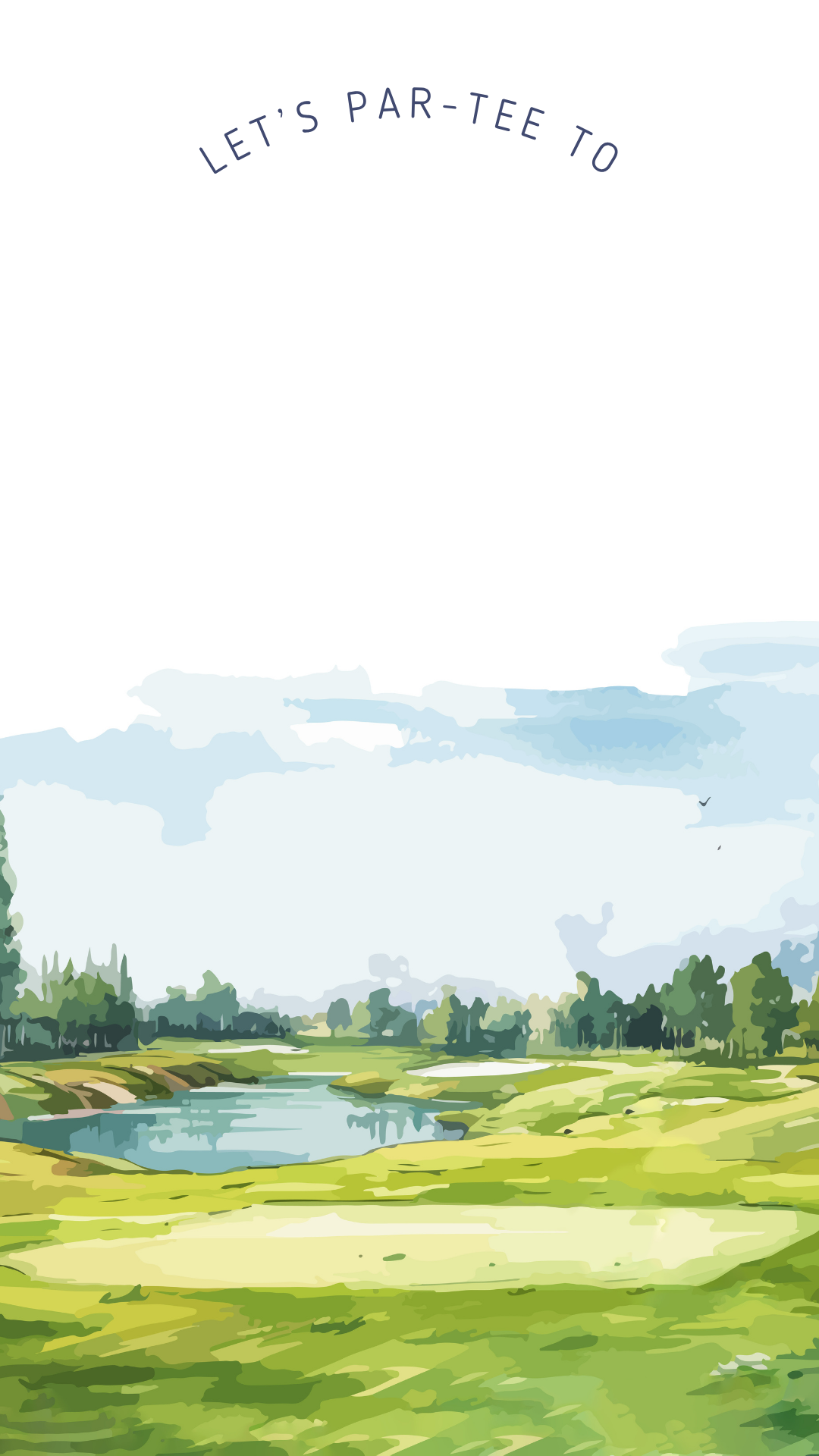 Golf course party digital video invite card scenic