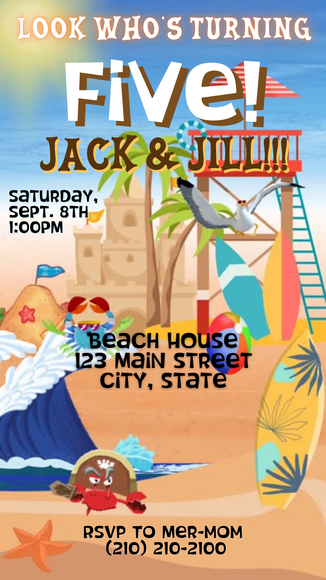 Tropical Beach House Party Video Invitation Social Media Invite