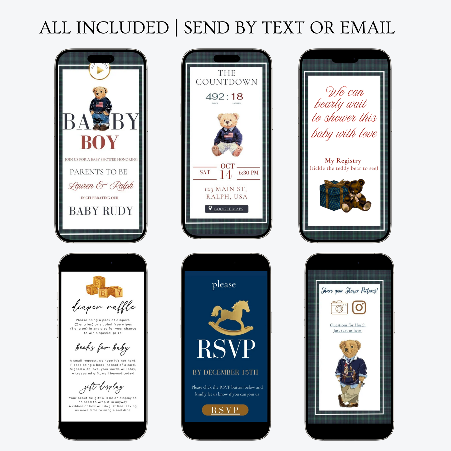 Baby Shower Invitation Website | Animated Classic Polo Baby Shower Invite with Rsvp tracking