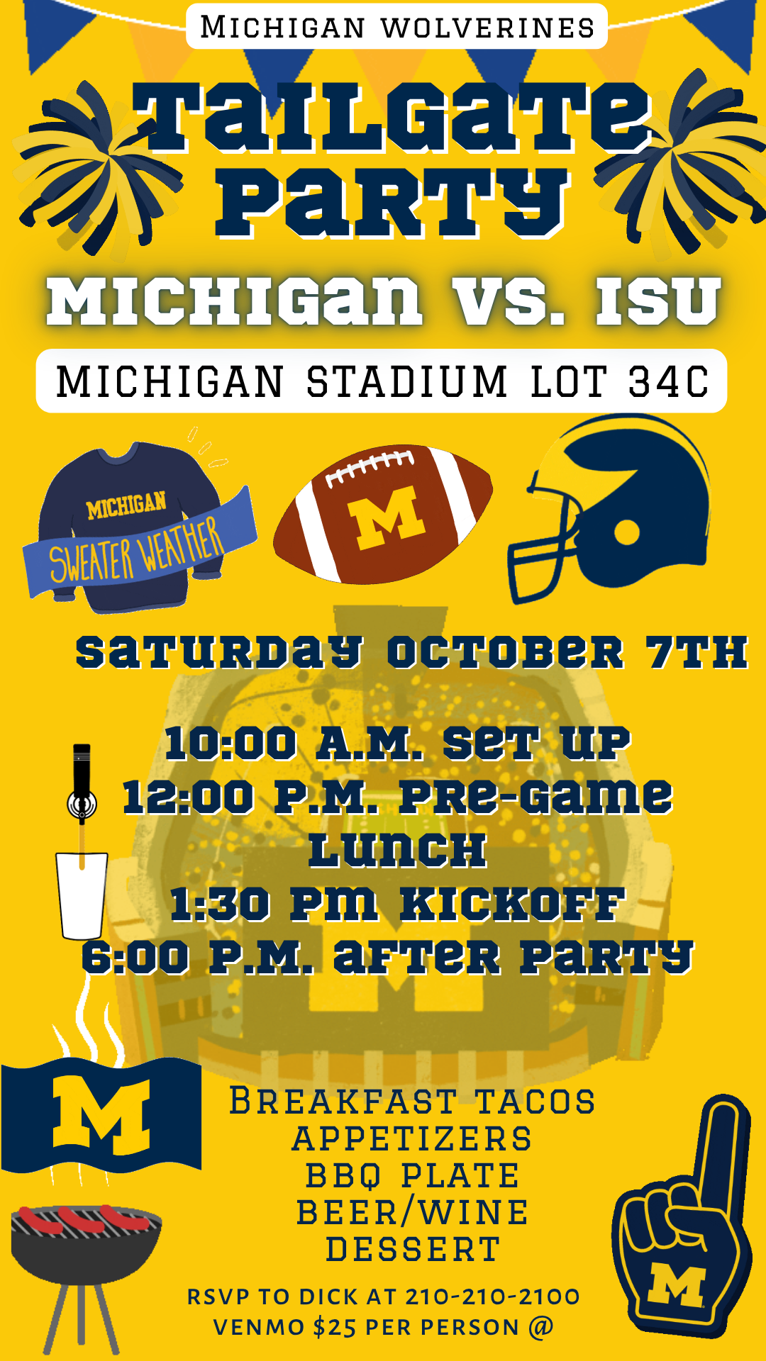 Blue and maize Michigan video invite customizable