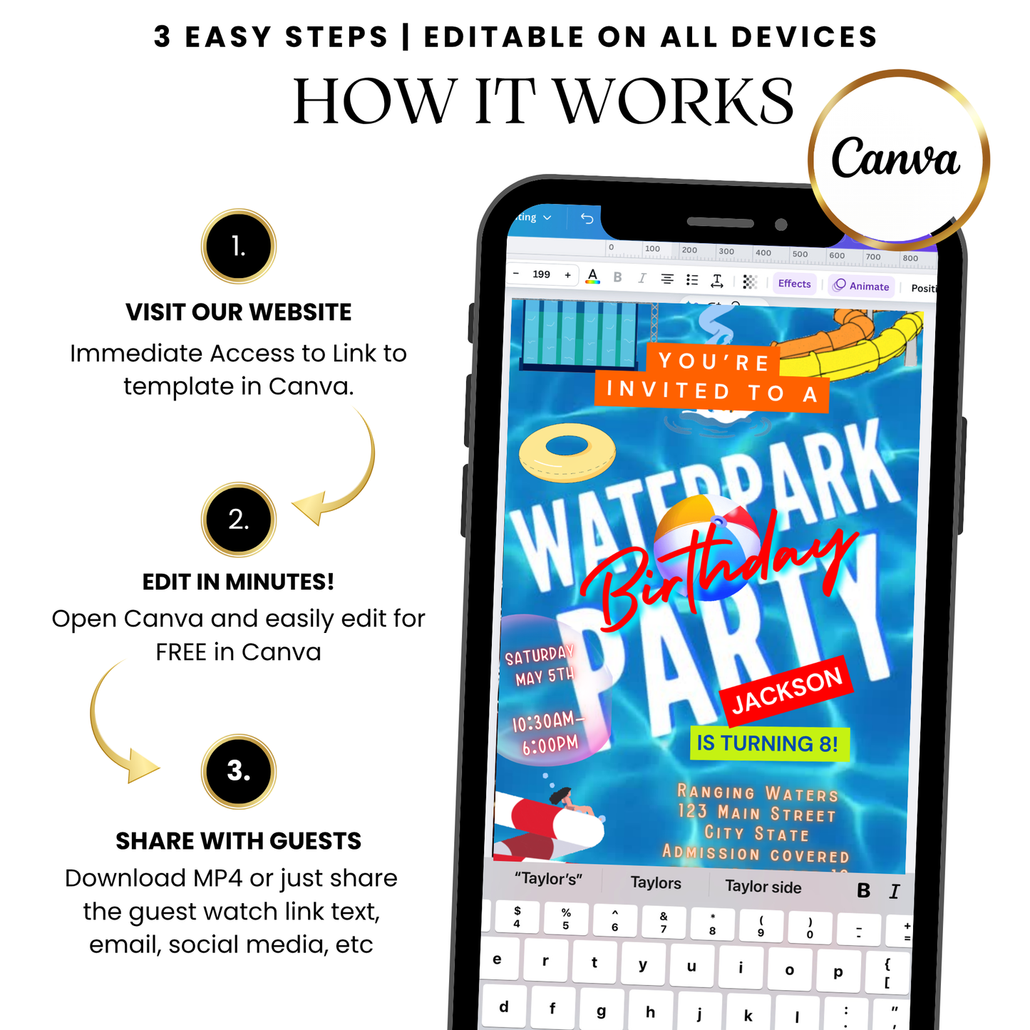 Waterpark Birthday Party Video Invitation