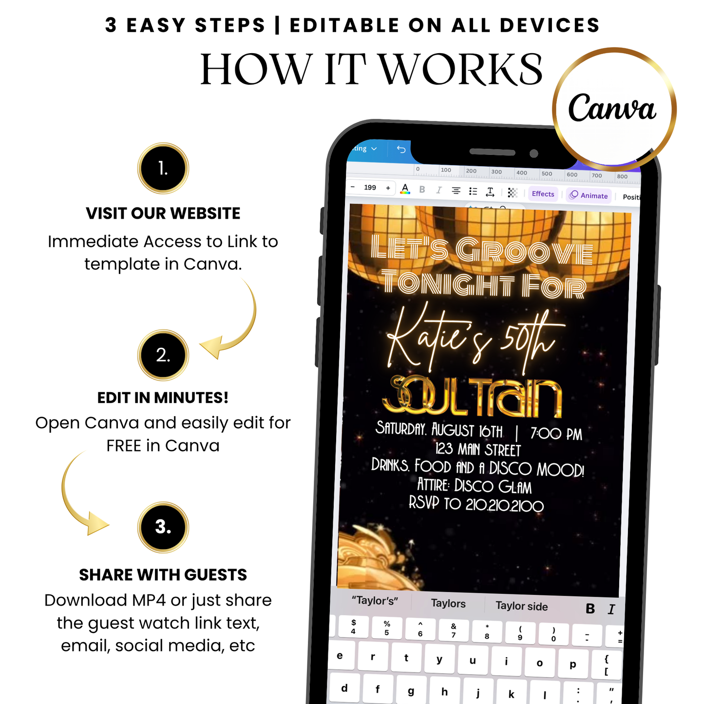 Date/time screen featuring tall numerals and mirrorball twinkle