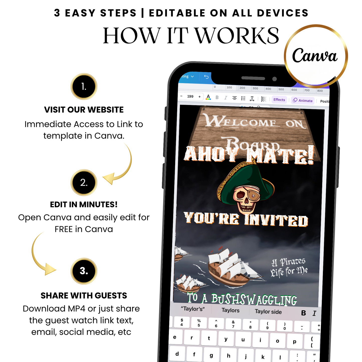 Ahoy Matey Pirate Birthday Video Invitation