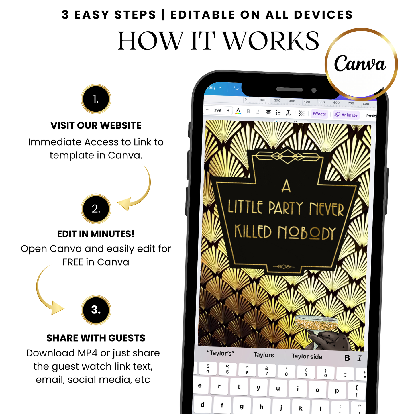 iMessage preview sending the Gatsby-style video to a contact