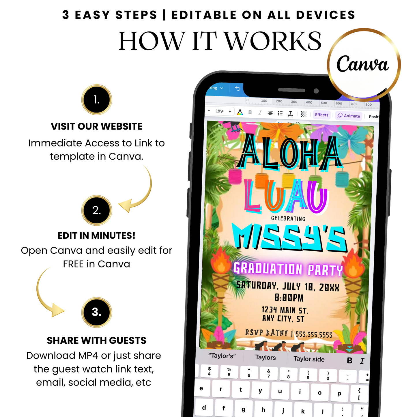 Aloha Luau Graduation Party Video Invitation