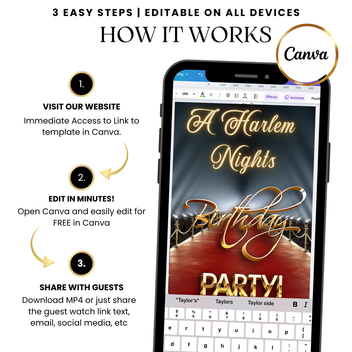 WhatsApp chat preview sharing the Harlem Nights MP4 invite