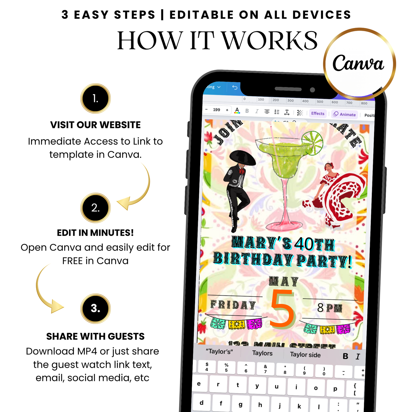 Mexican Party Style Video Invitation with Music