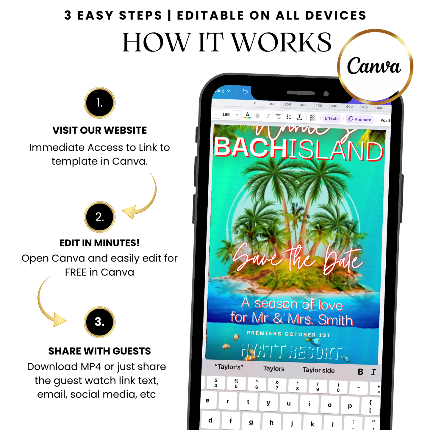 Tropical Island Save the Date Video Invitation with Music