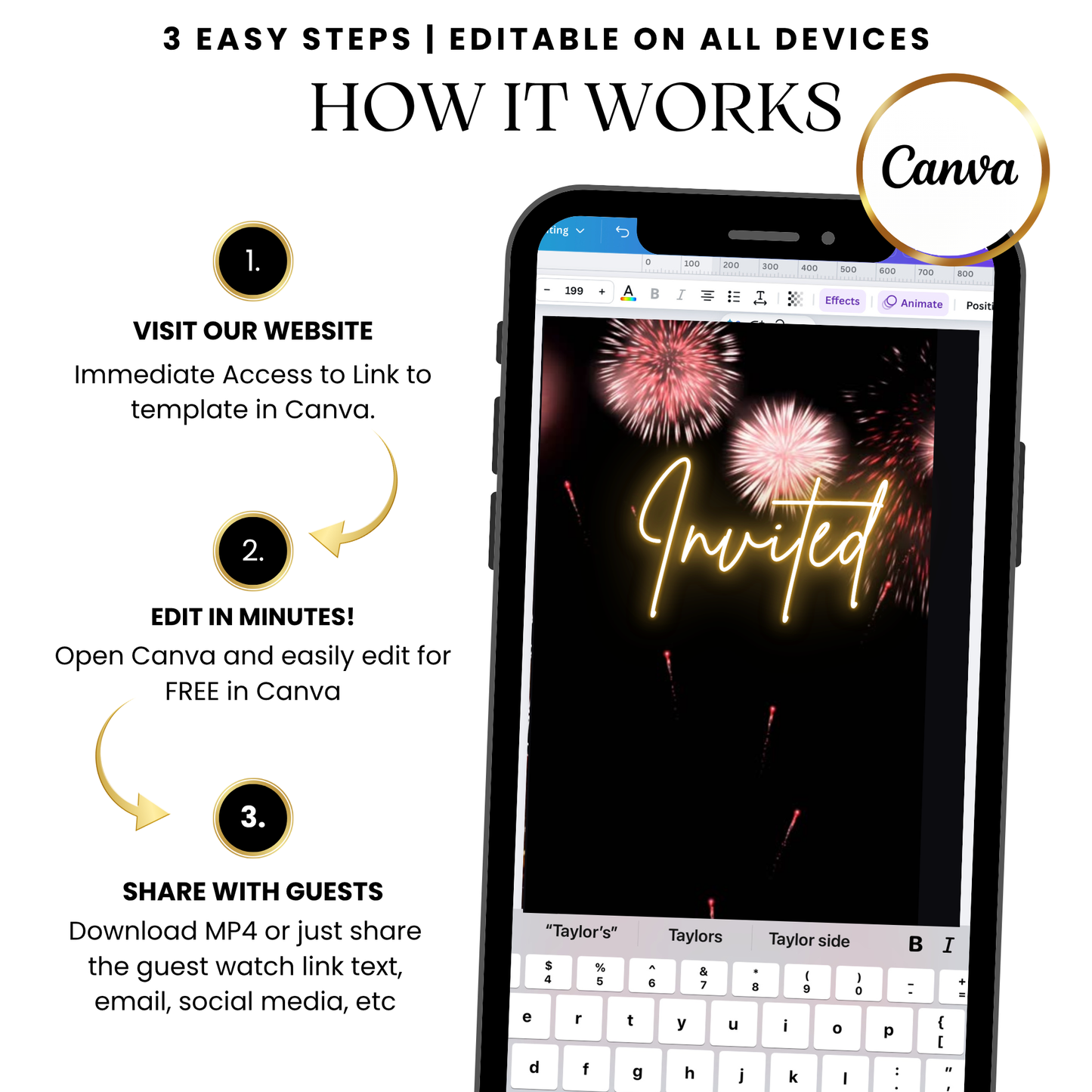 Fireworks BBQ Party Invite for Mobile Sharing