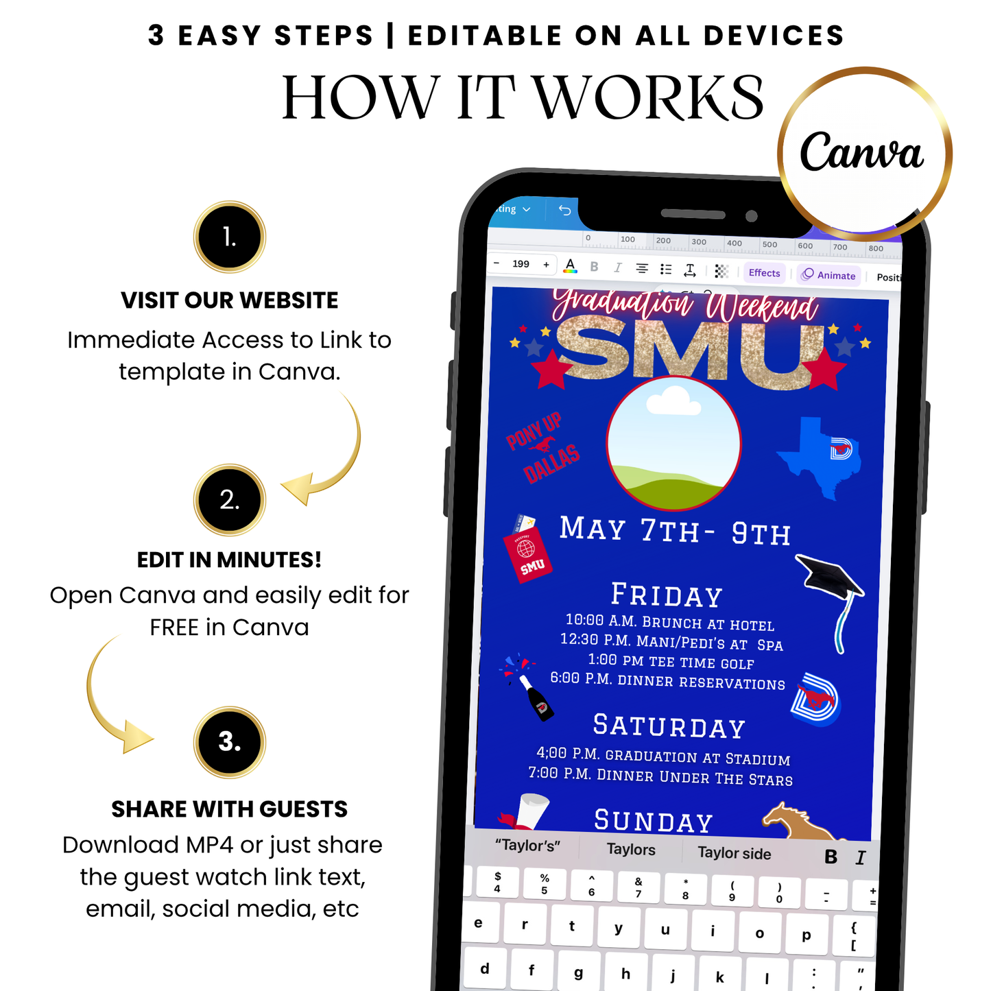 SMU Graduation Weekend Itinerary Template