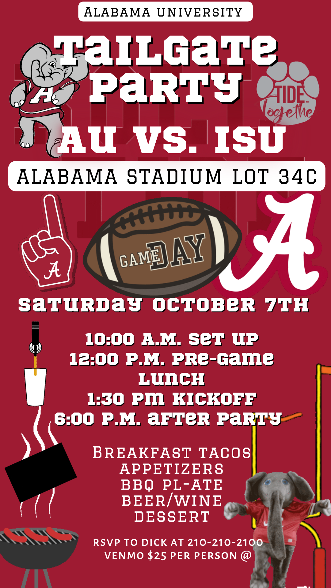 Roll Tide digital video invite card stadium design