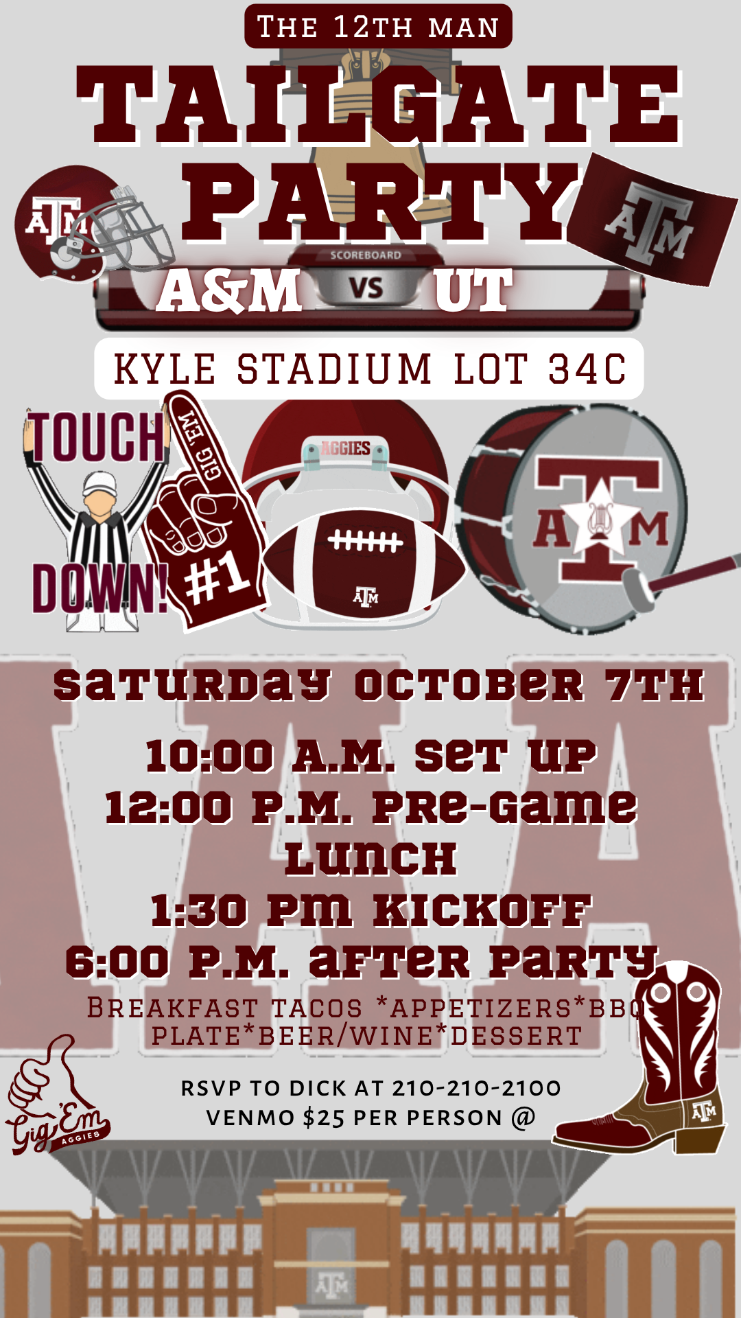 Kyle Field football digital video invite card