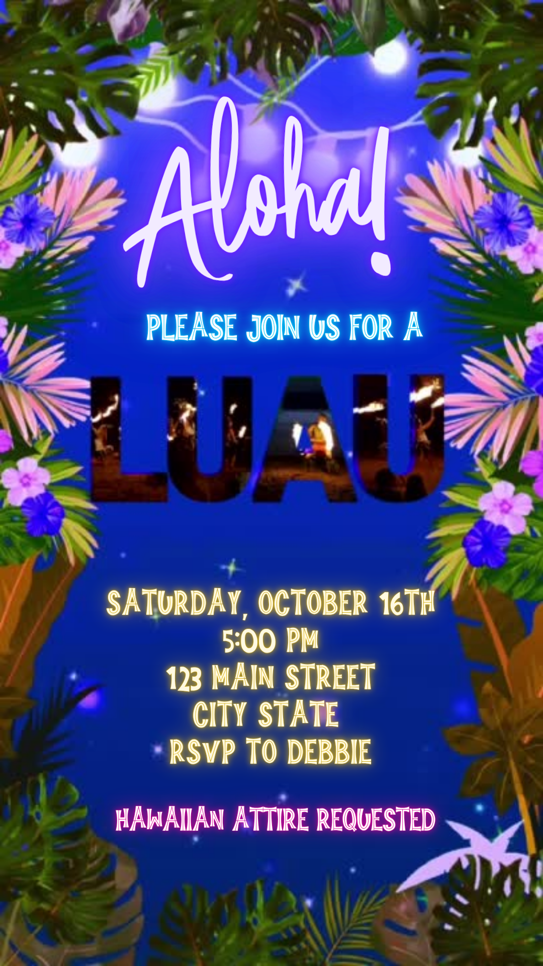 Aloha Hawaiian Luau Video Invitation Instant Download