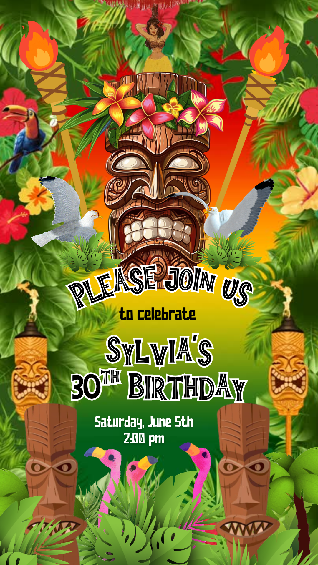 Tropical Tiki Party Theme for Mobile Sharing