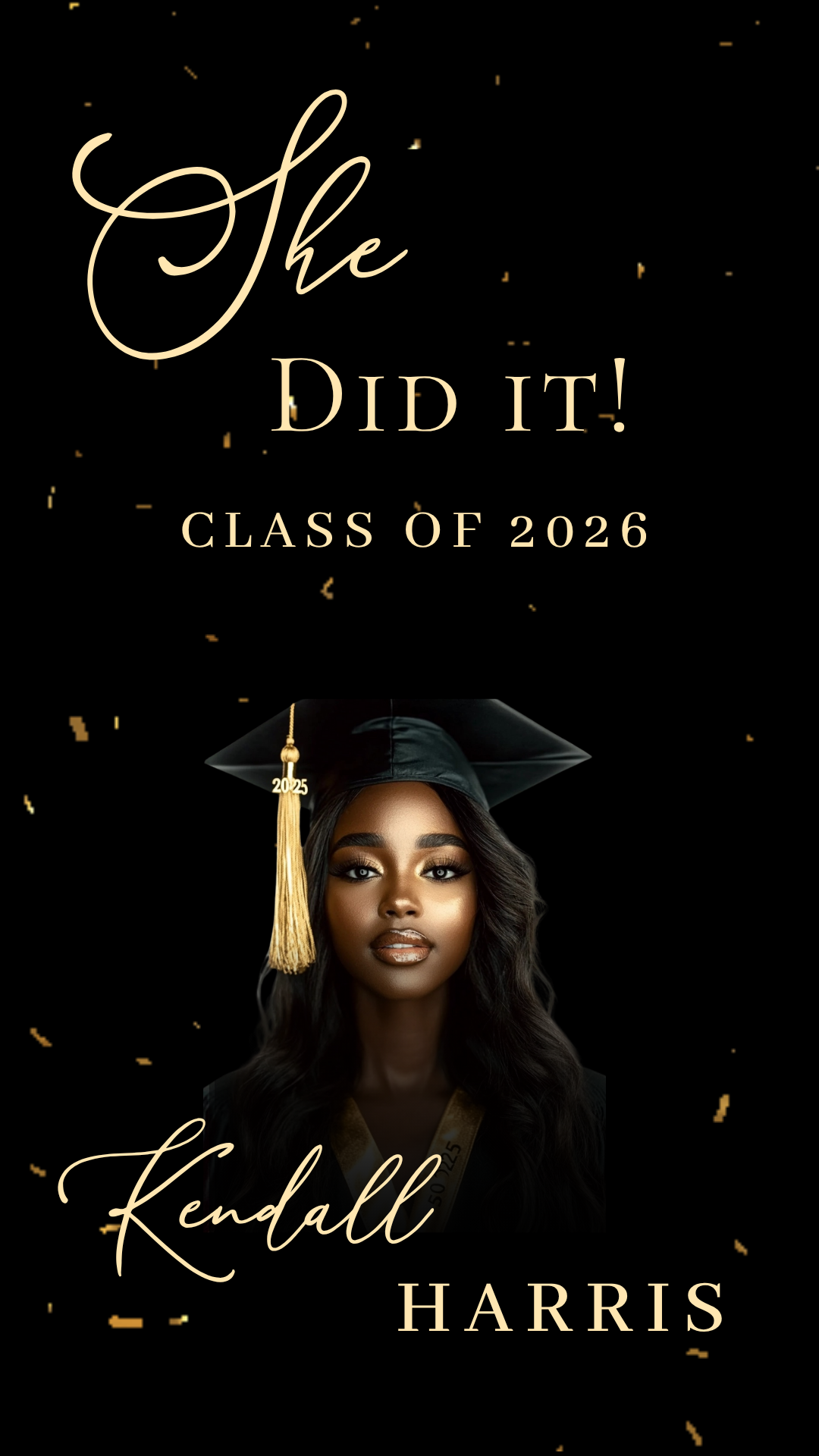 2026 Graduation Video Invitation – Black and Gold Animated Template with Music Instant Download
