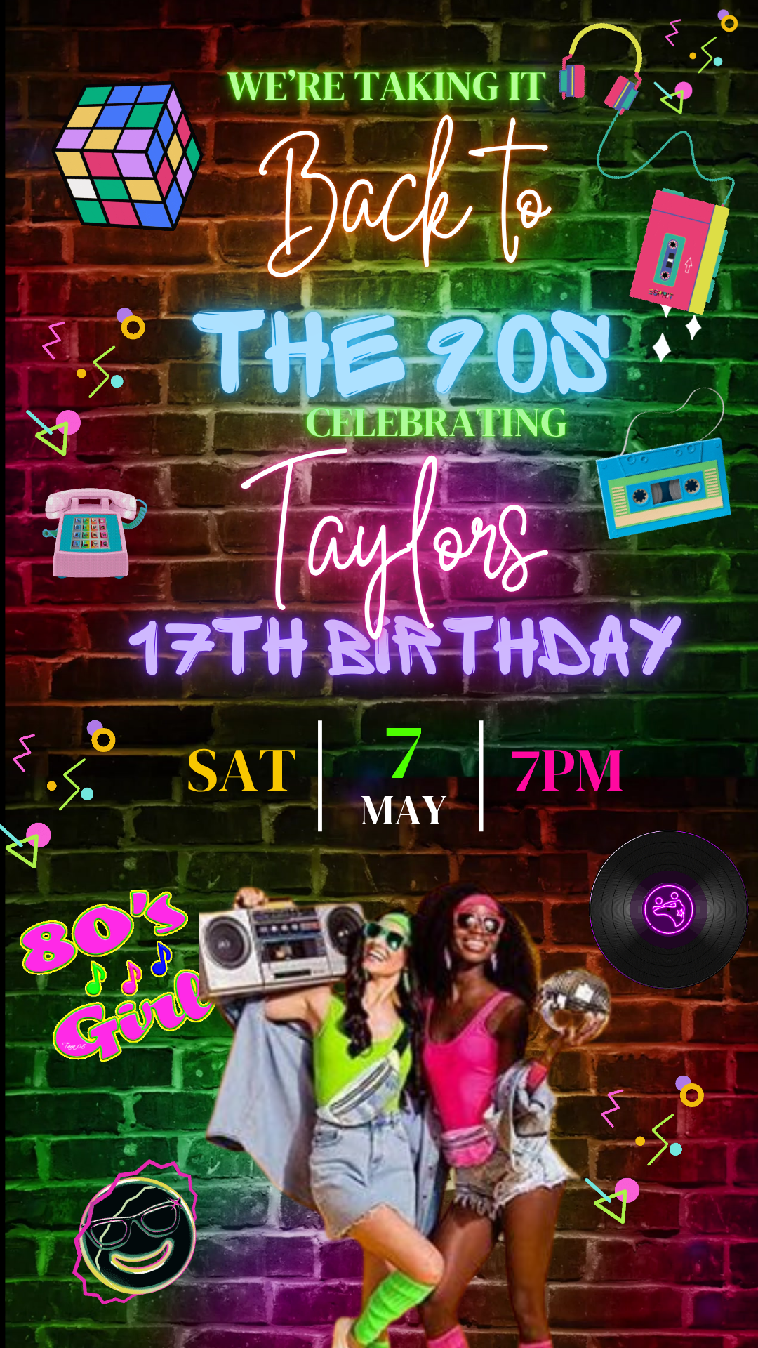 Animated Retro Throwback Video Invitation