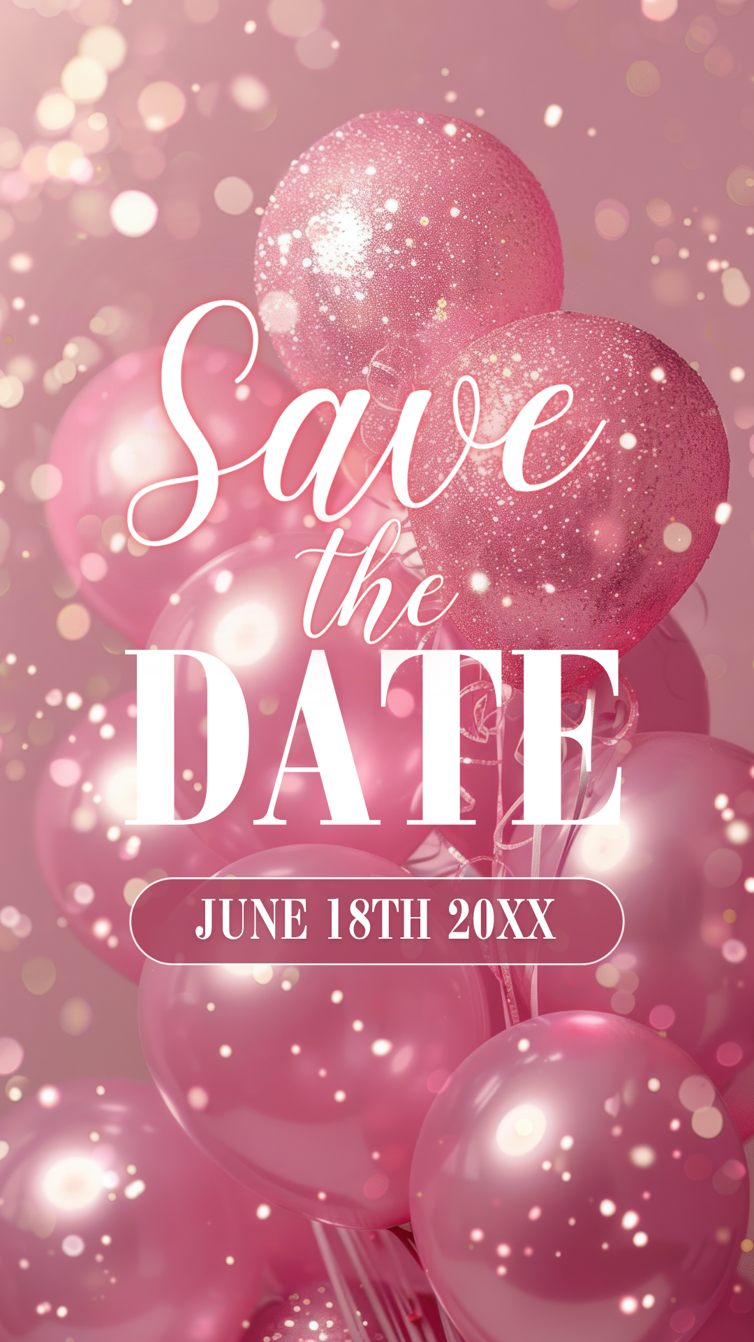 Pink Sparkle Graduation Save The Date Video Invitation Instant Download