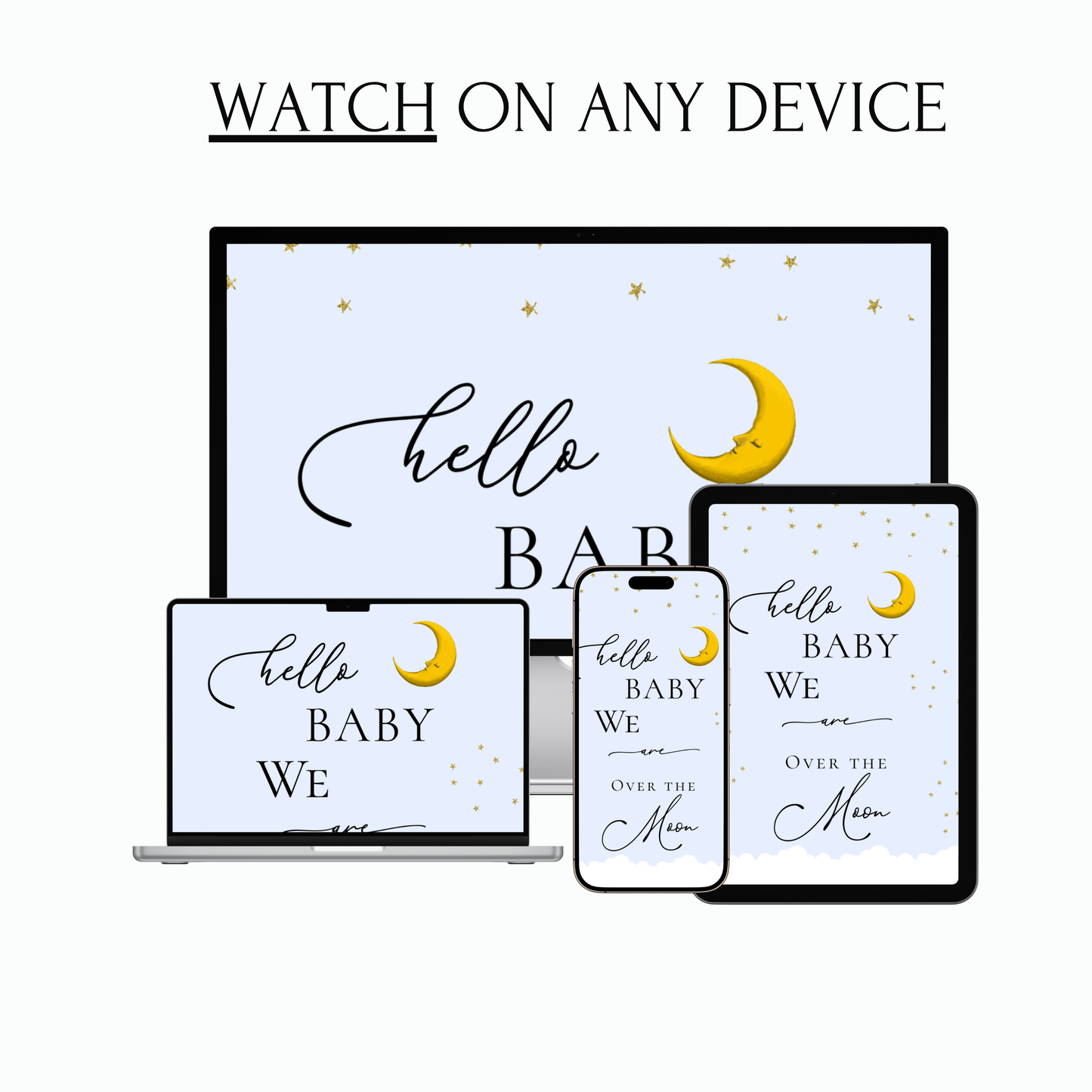 Over the Moon Baby Shower Video Invitation - Stars and Moon Baby Shower Mobile Evite