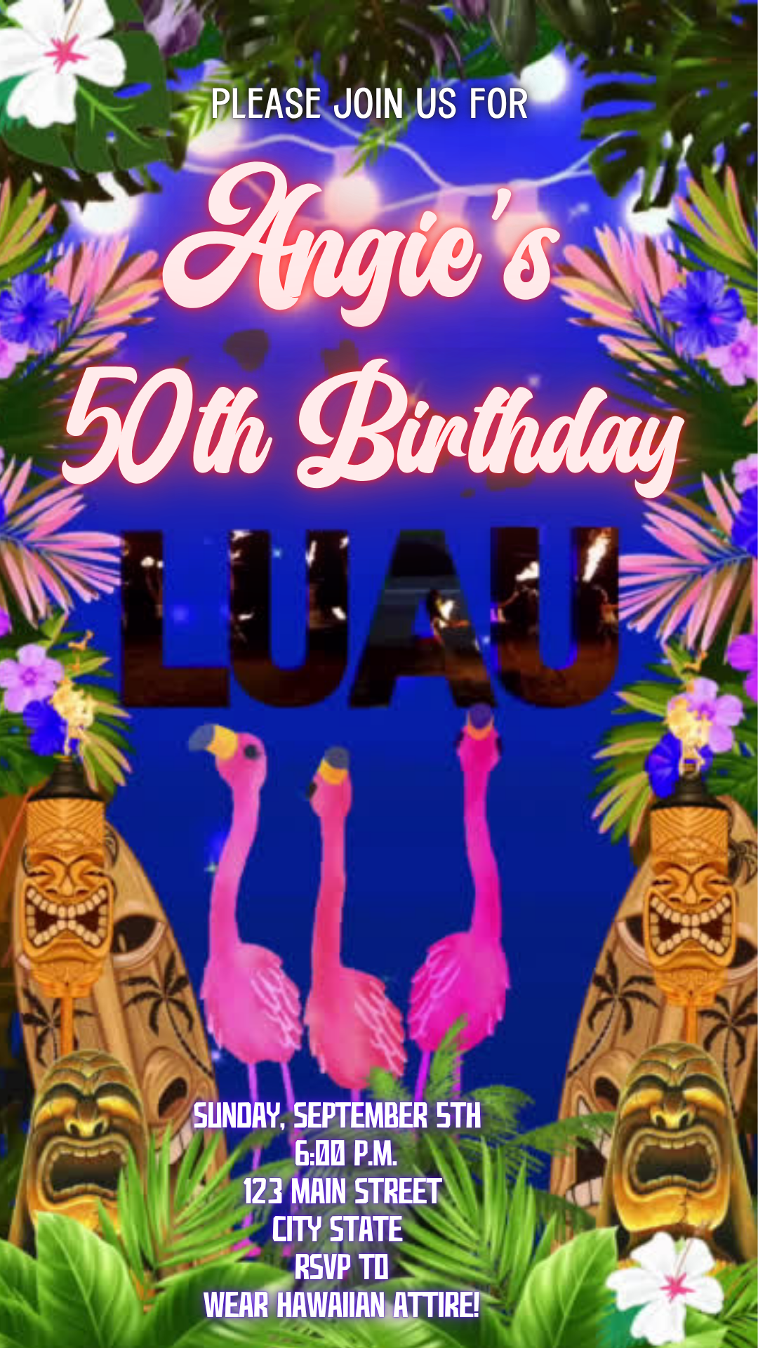Aloha Tropical Luau Video Invitation Instant Download