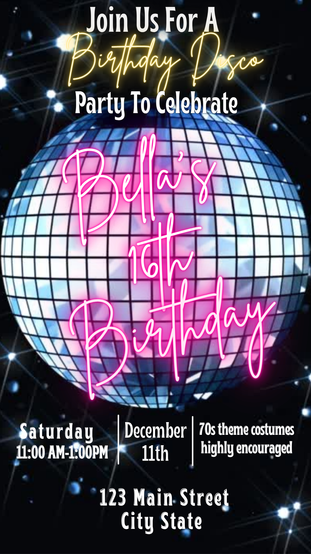 Retro Disco Party Video Invitation Instant Download