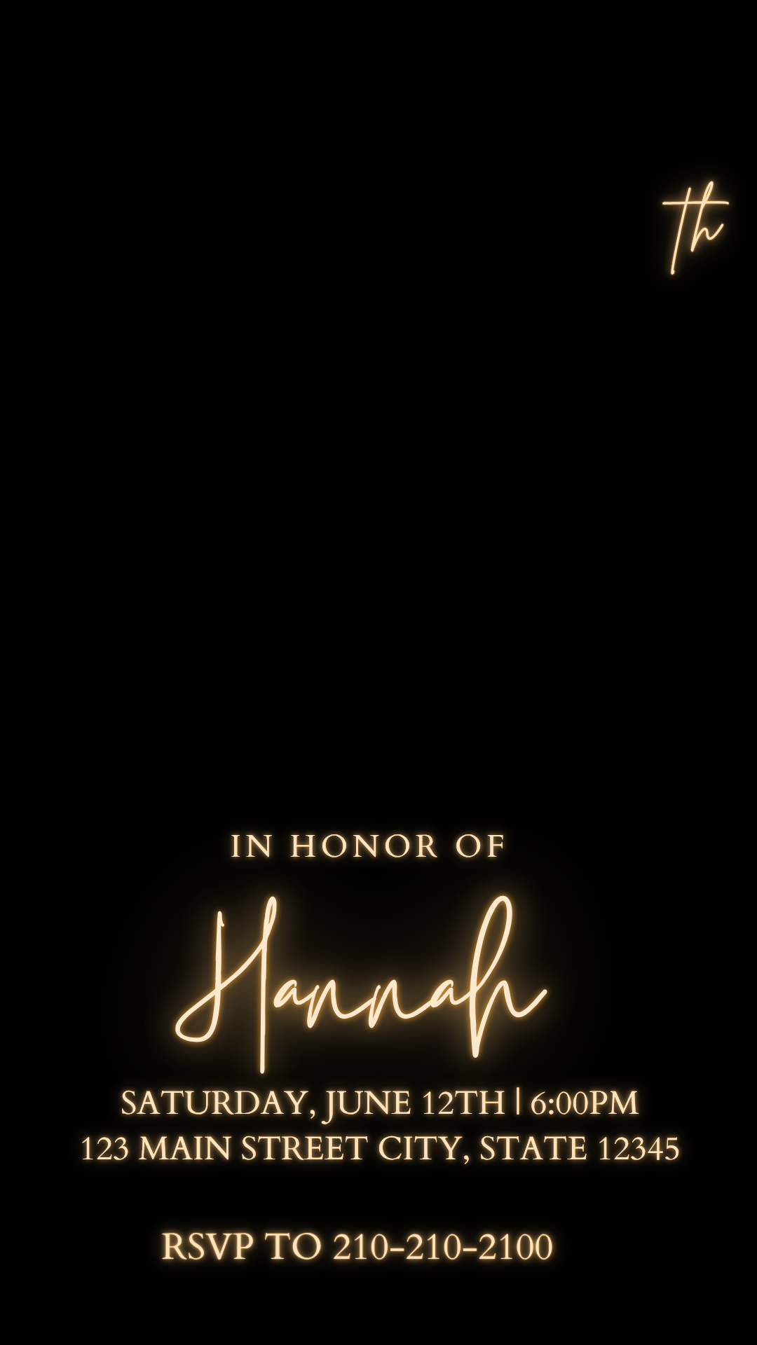 Animated golden video invitation confetti theme