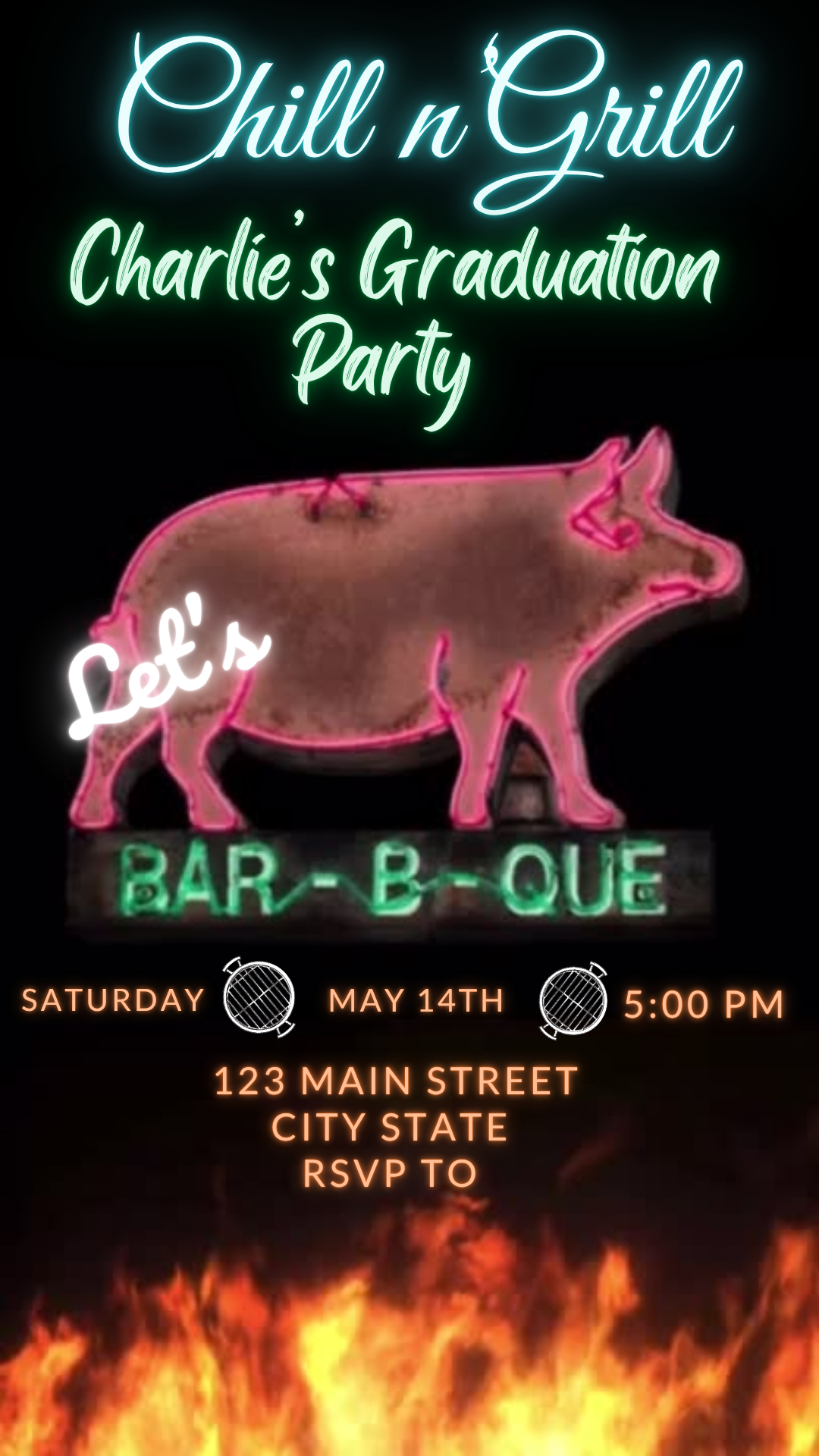 Backyard BBQ Party Video Invitation Instant Download
