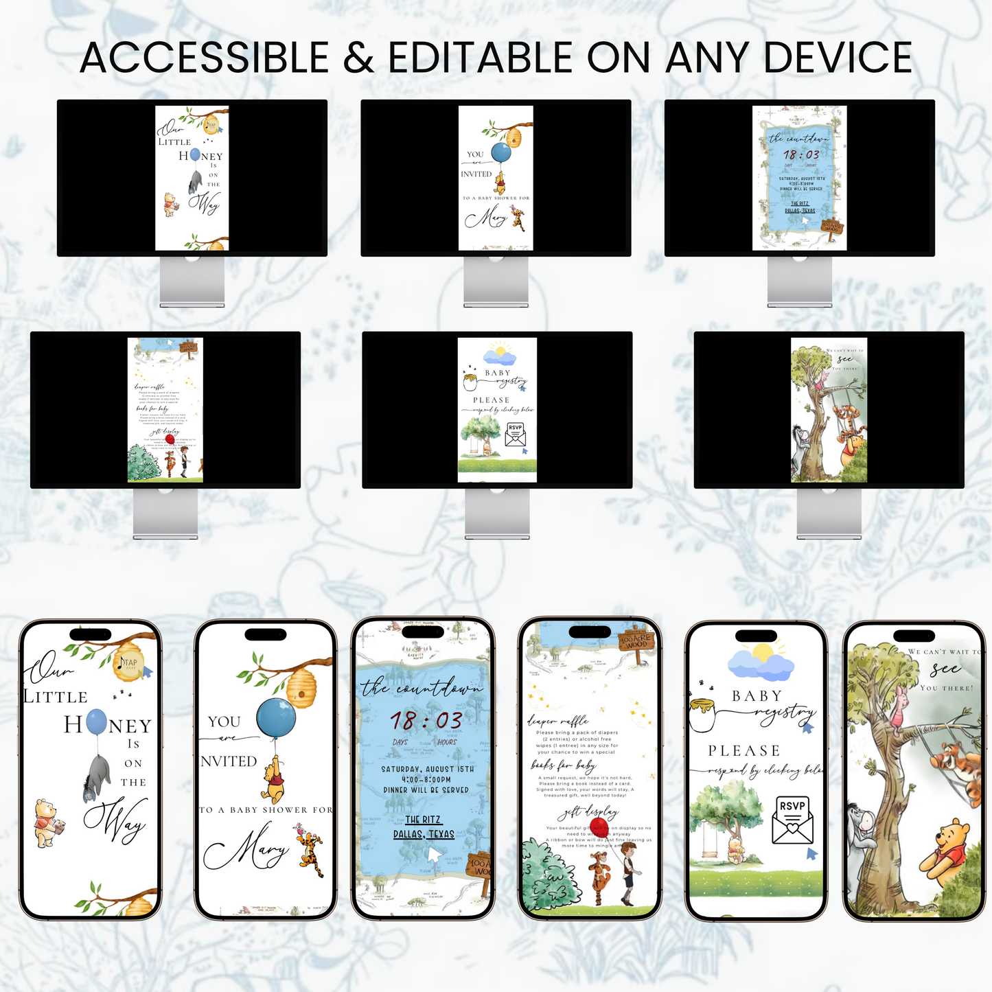 Winnie the Pooh Baby Shower Invite Website with RSVP