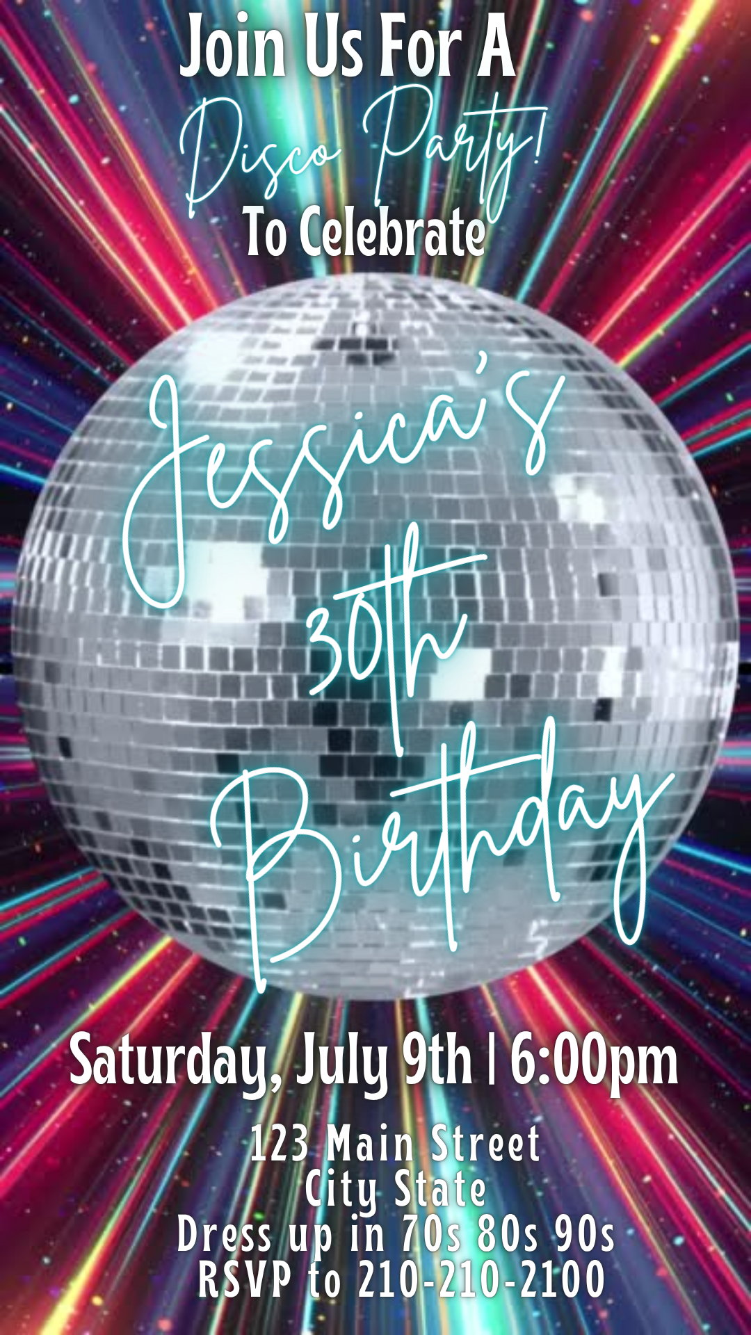 Editable Digital Retro Party Video Invite