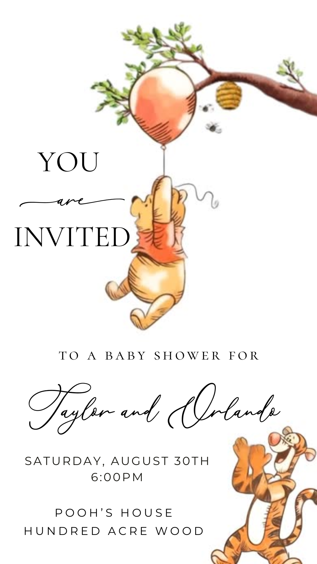 Animated Classic Winnie the Pooh Baby Shower Video Invitation