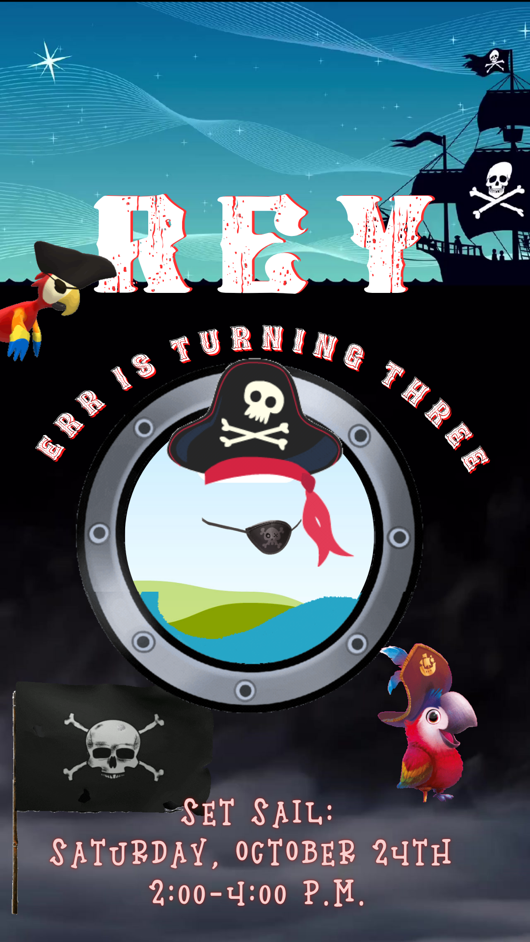 Animated Ahoy Matey Pirate Birthday Video Invitation