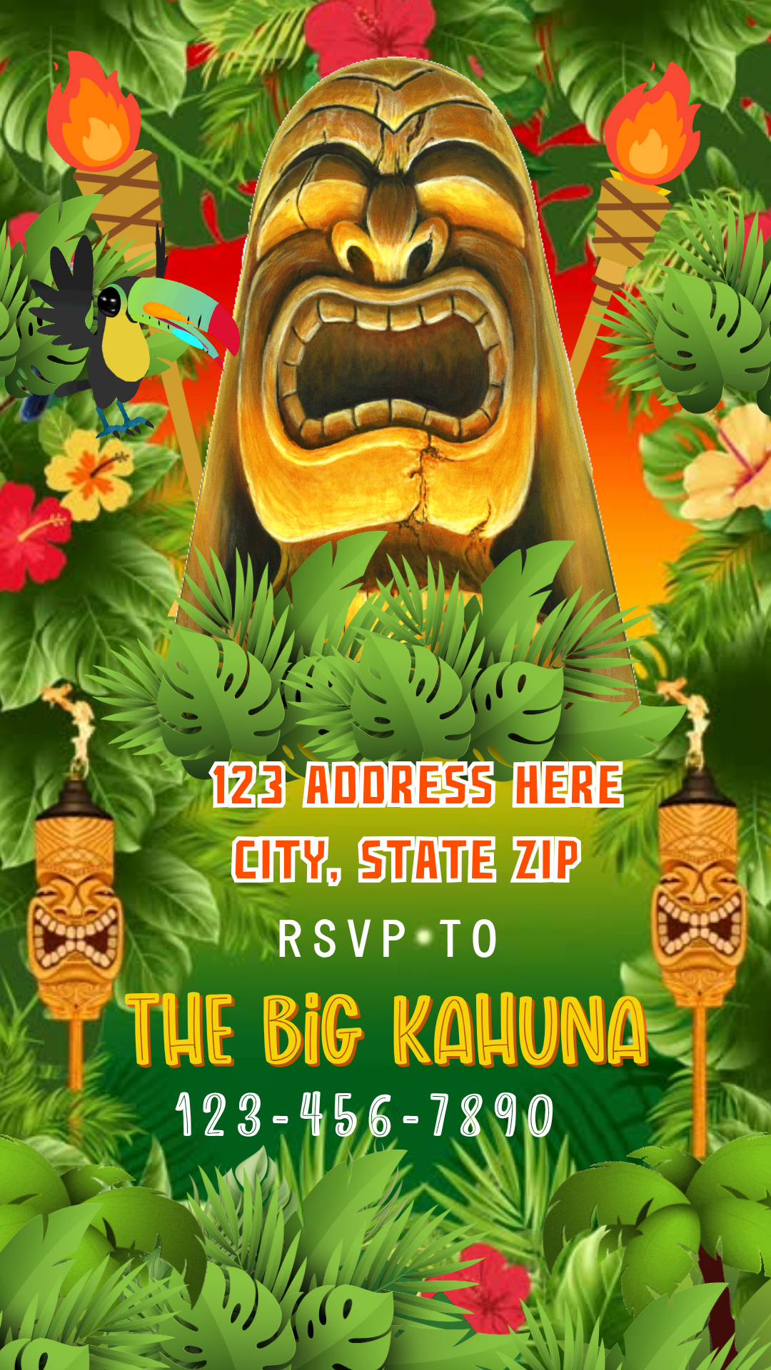Animated Hawaiian Luau Birthday Video Invitation