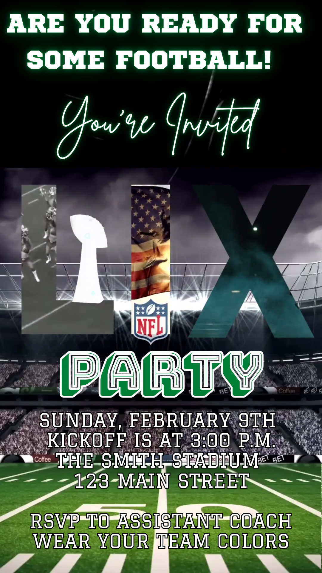 Animated Touchdown Football Video Invitation